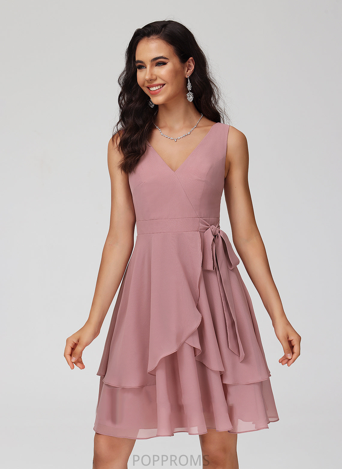 Chiffon Homecoming A-Line Ruffle V-neck Short/Mini Dress Alexia Homecoming Dresses With