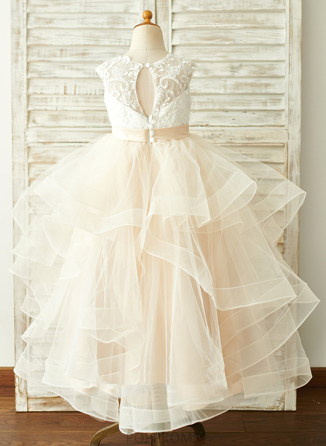 Floor-length Tulle/Lace Flower Girl Dresses Neck - Scoop Flower Ball-Gown/Princess Isabela Sleeveless Dress Girl