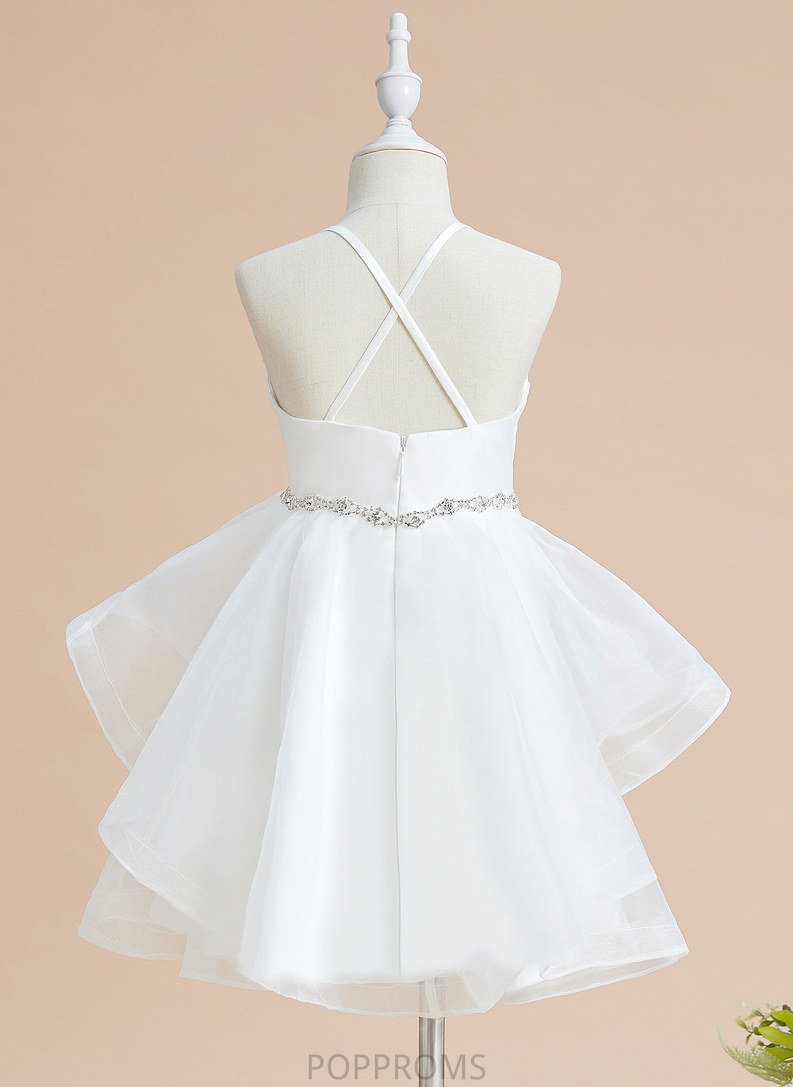 Sleeveless Beading Dress Flower Girl Dresses Tulle Knee-length Neckline A-Line Amiah Flower Girl - Square With