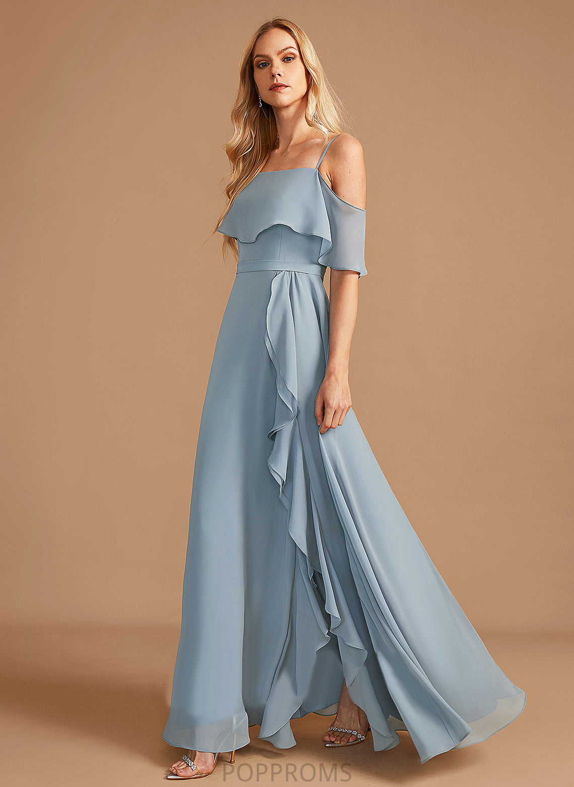 Ruffle Fabric Embellishment Silhouette Neckline Floor-Length Length Off-the-Shoulder A-Line SplitFront Patti Floor Length Bridesmaid Dresses