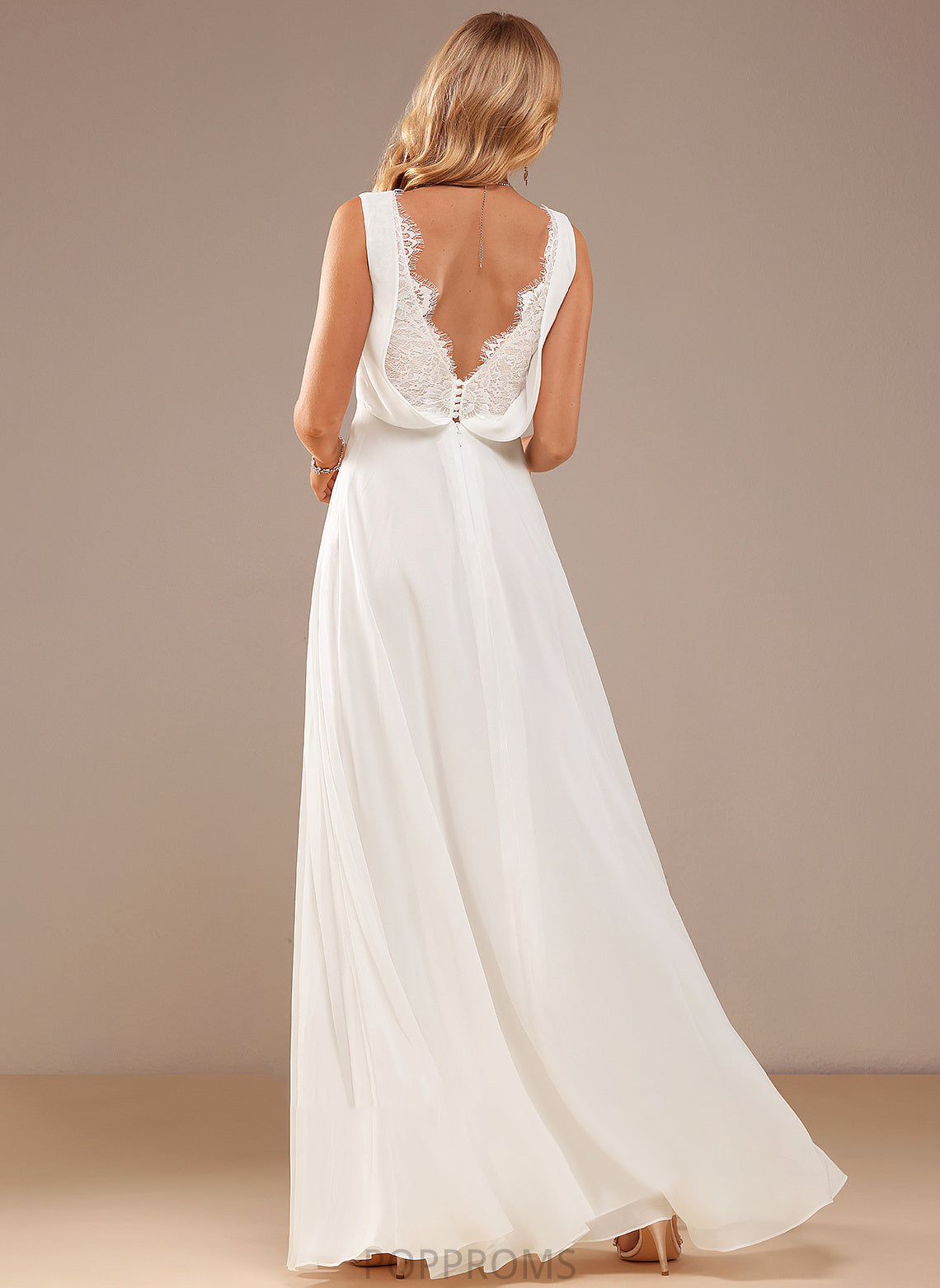 Dress Wedding A-Line Kinsley Lace Floor-Length Wedding Dresses V-neck Chiffon