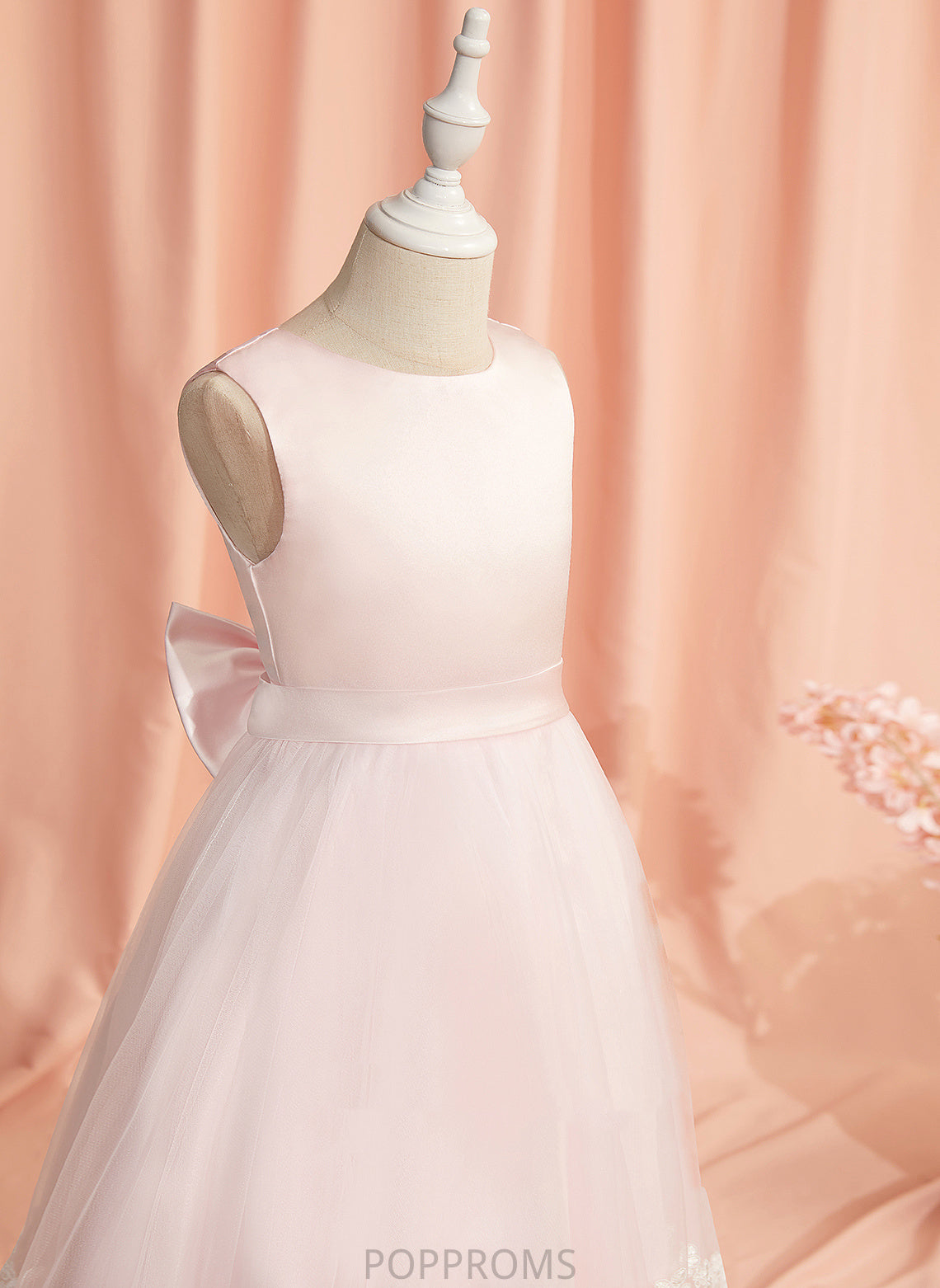 Dress Girl Carla Scoop Tea-length Satin/Tulle Sleeveless - Flower Ball-Gown/Princess Neck With Flower Girl Dresses Lace/Bow(s)