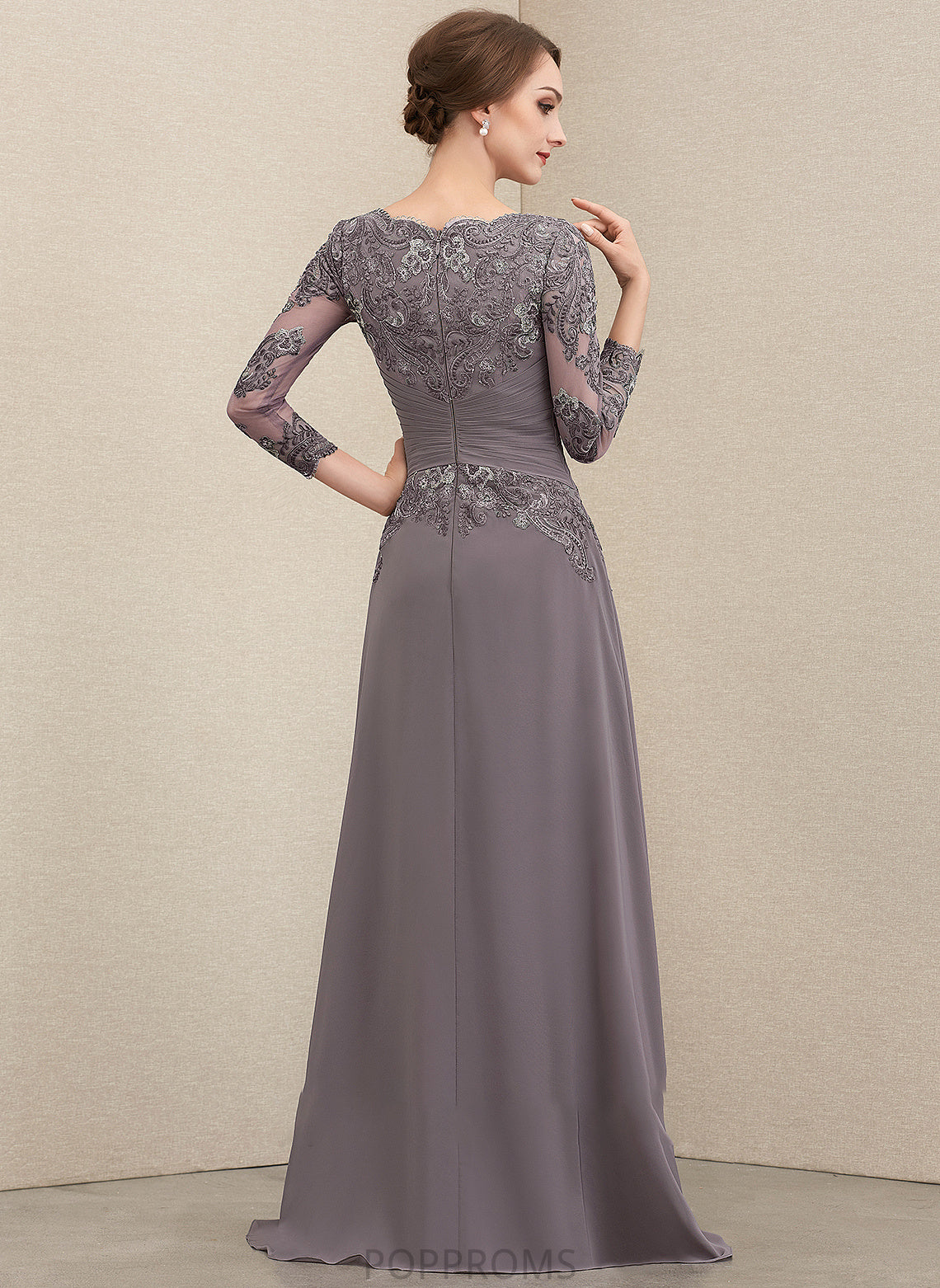 With Mother Dress A-Line of Lace Floor-Length Chiffon Ruffle V-neck the Mother of the Bride Dresses Bride Eliza