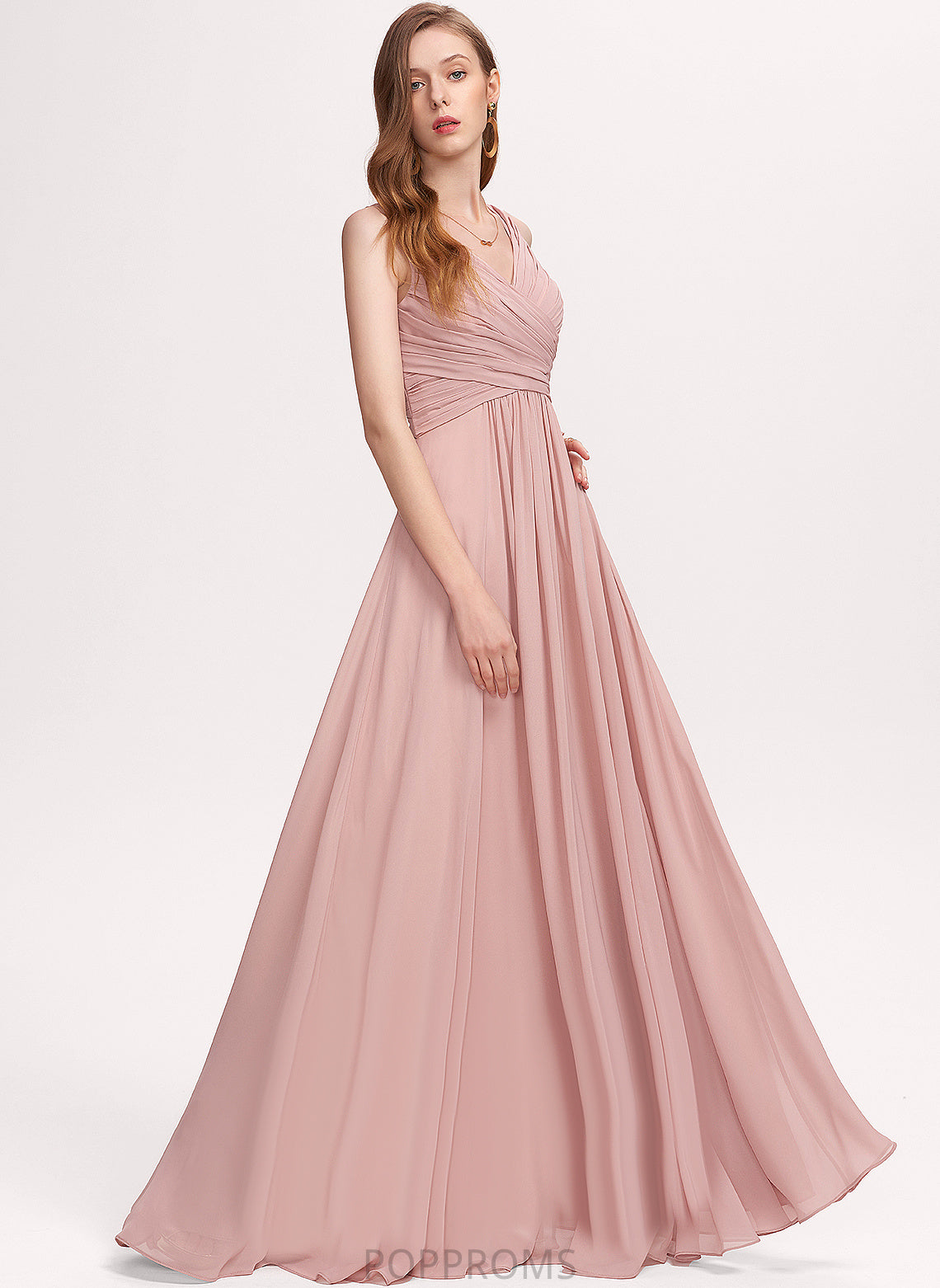 With Chiffon Rita Prom Dresses A-Line Floor-Length Pleated V-neck