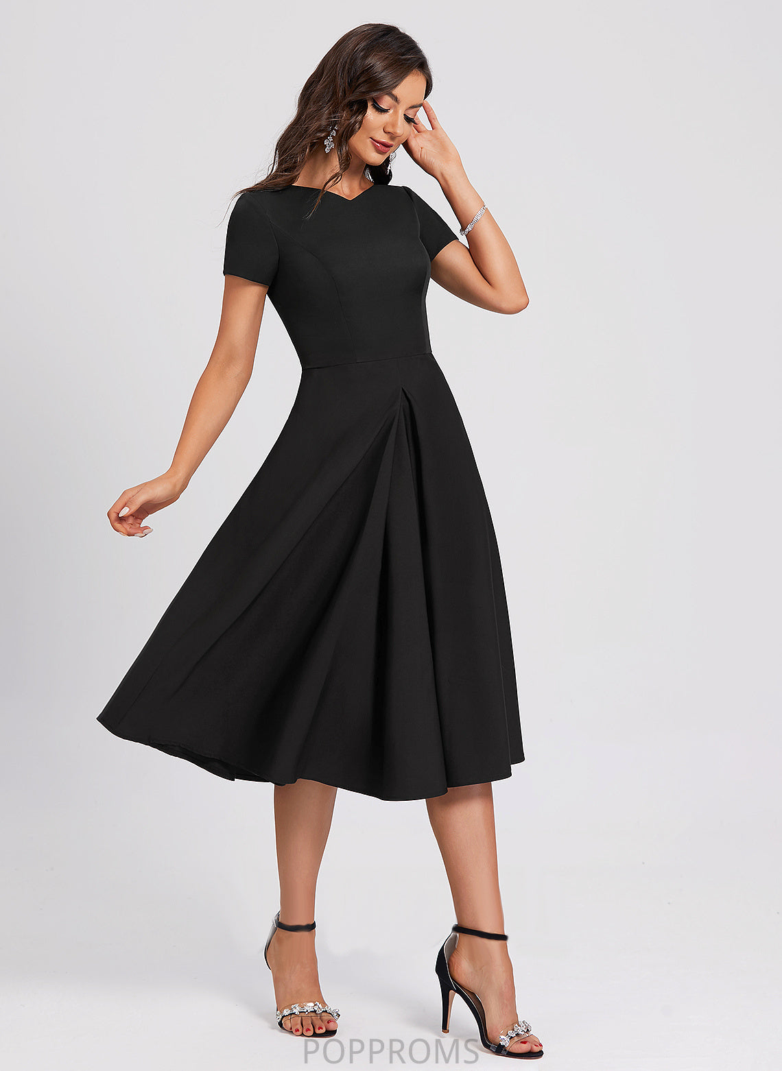 Cocktail Crepe Kaya Stretch Dress V-neck Cocktail Dresses A-Line Knee-Length