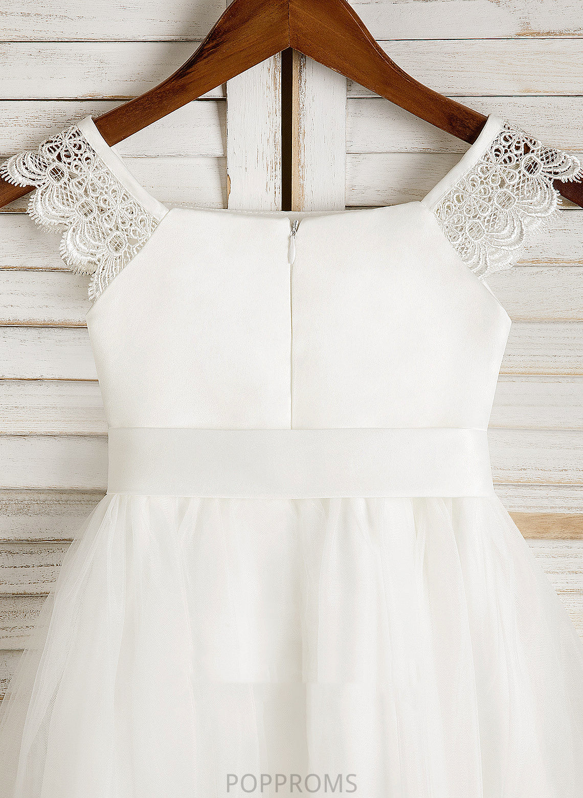 With Satin/Tulle Dress Flower Lace/Sash - Square Neckline Flower Girl Dresses Girl Tea-length A-Line Ellen Sleeveless