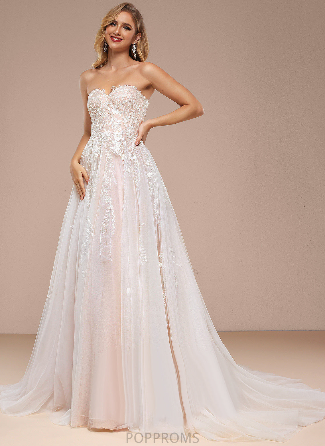 Tulle Wedding Train Sweetheart Court Wedding Dresses Lace Sequins With Ball-Gown/Princess Dress Off-the-Shoulder Michaela Ruffle