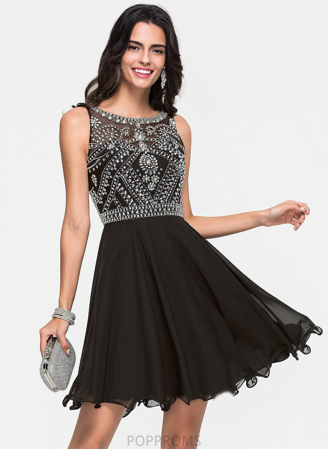 Homecoming Dresses Chiffon Sequins Ayana A-Line Scoop Neck Short/Mini Dress With Homecoming Beading