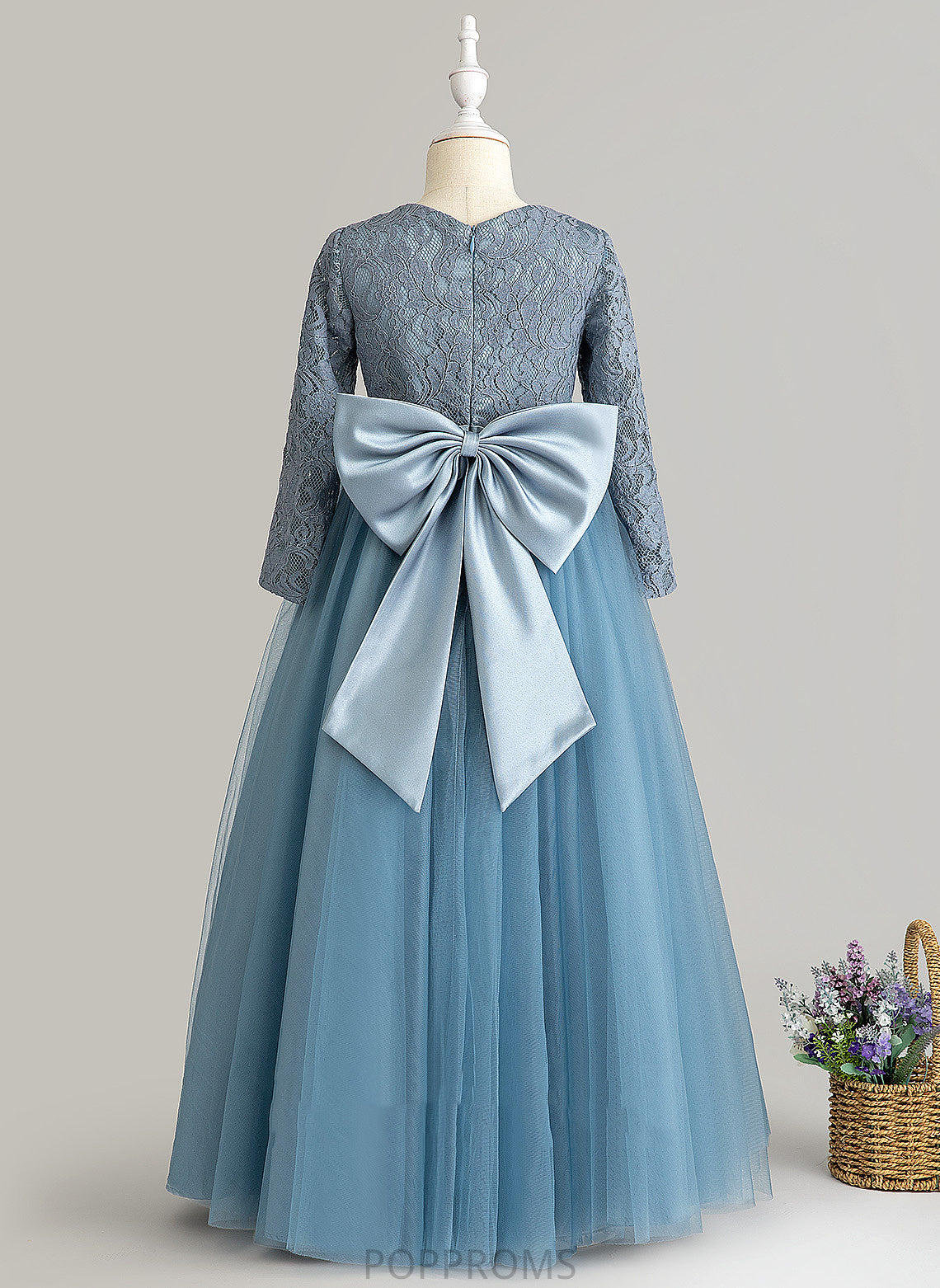 Floor-length Bow(s) Dress Brisa - Flower Girl Dresses Neck Ball-Gown/Princess Flower With Girl Scoop Tulle/Lace Long Sleeves