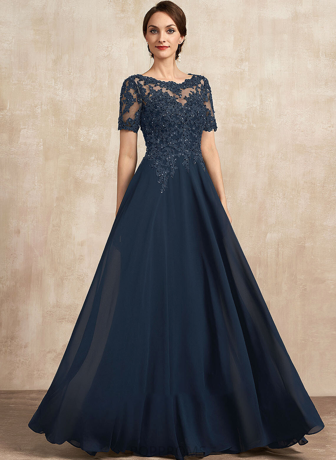 Marilyn Neck Chiffon Lace Floor-Length the Beading A-Line Bride With Mother Scoop of Mother of the Bride Dresses Dress Sequins