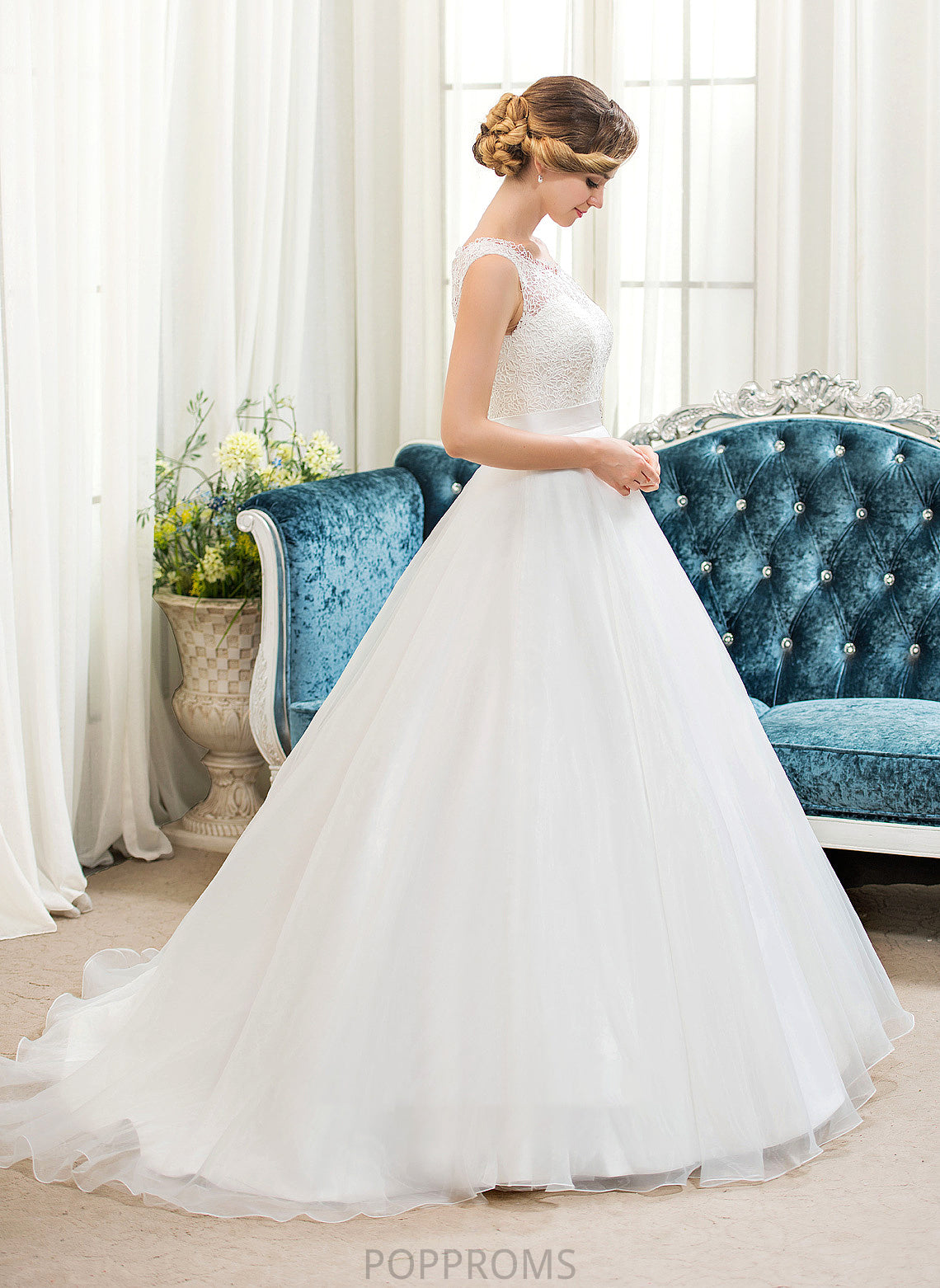 Scoop Organza Beading Dress Wedding Dresses Sweep Neck With Kristen Train Lace Ball-Gown/Princess Wedding Sequins