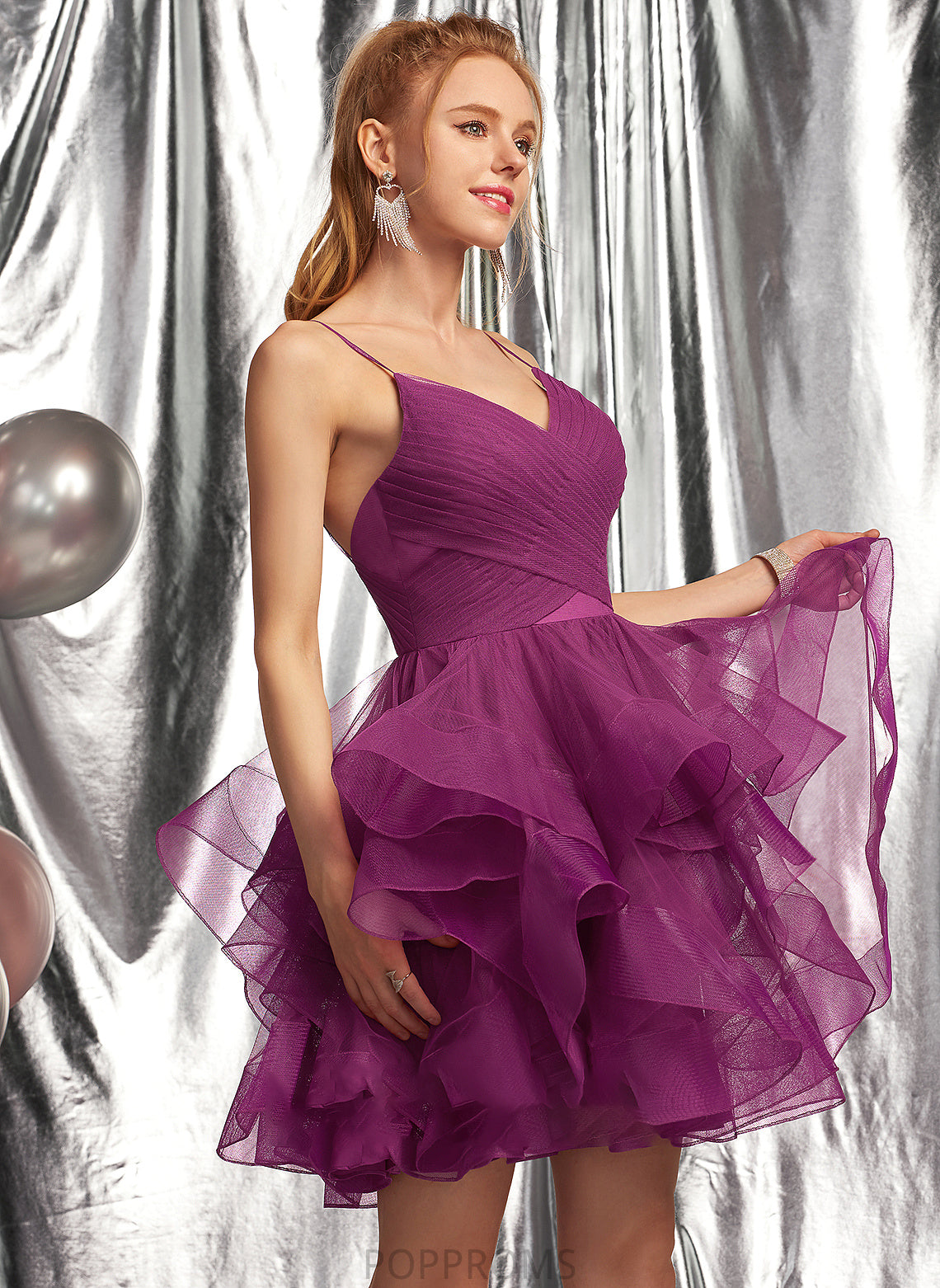 Prom Dresses Tulle Layla Ball-Gown/Princess Short/Mini V-neck