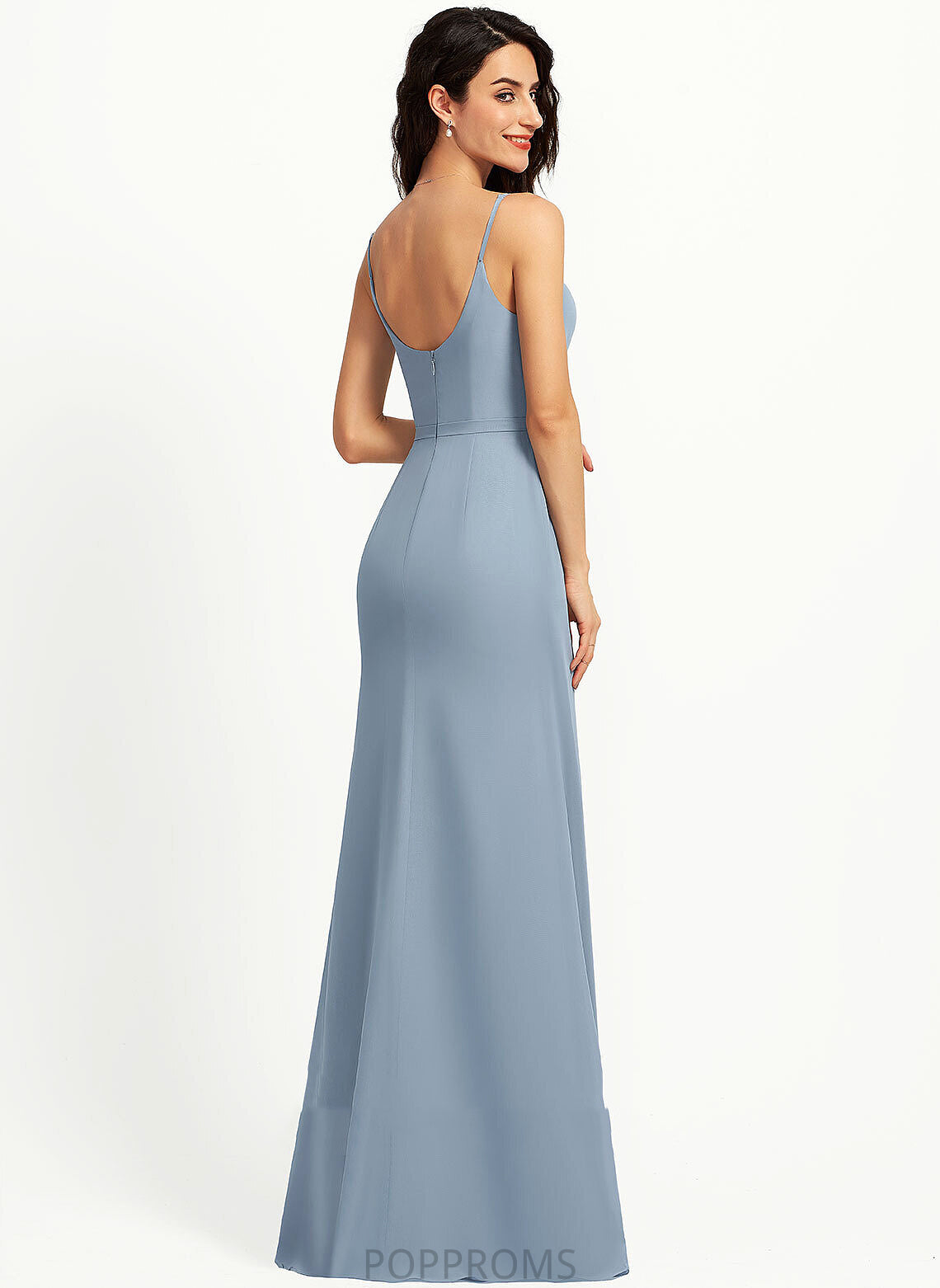 Sheath/Column V-neck Length Floor-Length Neckline Fabric Silhouette Straps Louise Floor Length Sleeveless V-Neck Bridesmaid Dresses