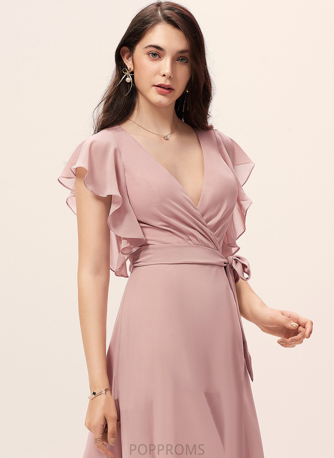 Cocktail Chiffon Alexandra Cocktail Dresses Dress Asymmetrical Ruffle With A-Line V-neck