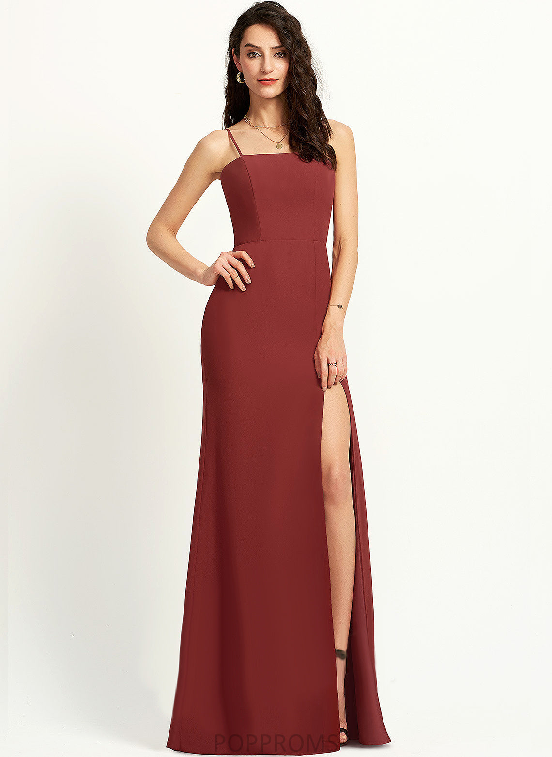 Skylar Floor-Length Sheath/Column Prom Dresses Square Chiffon