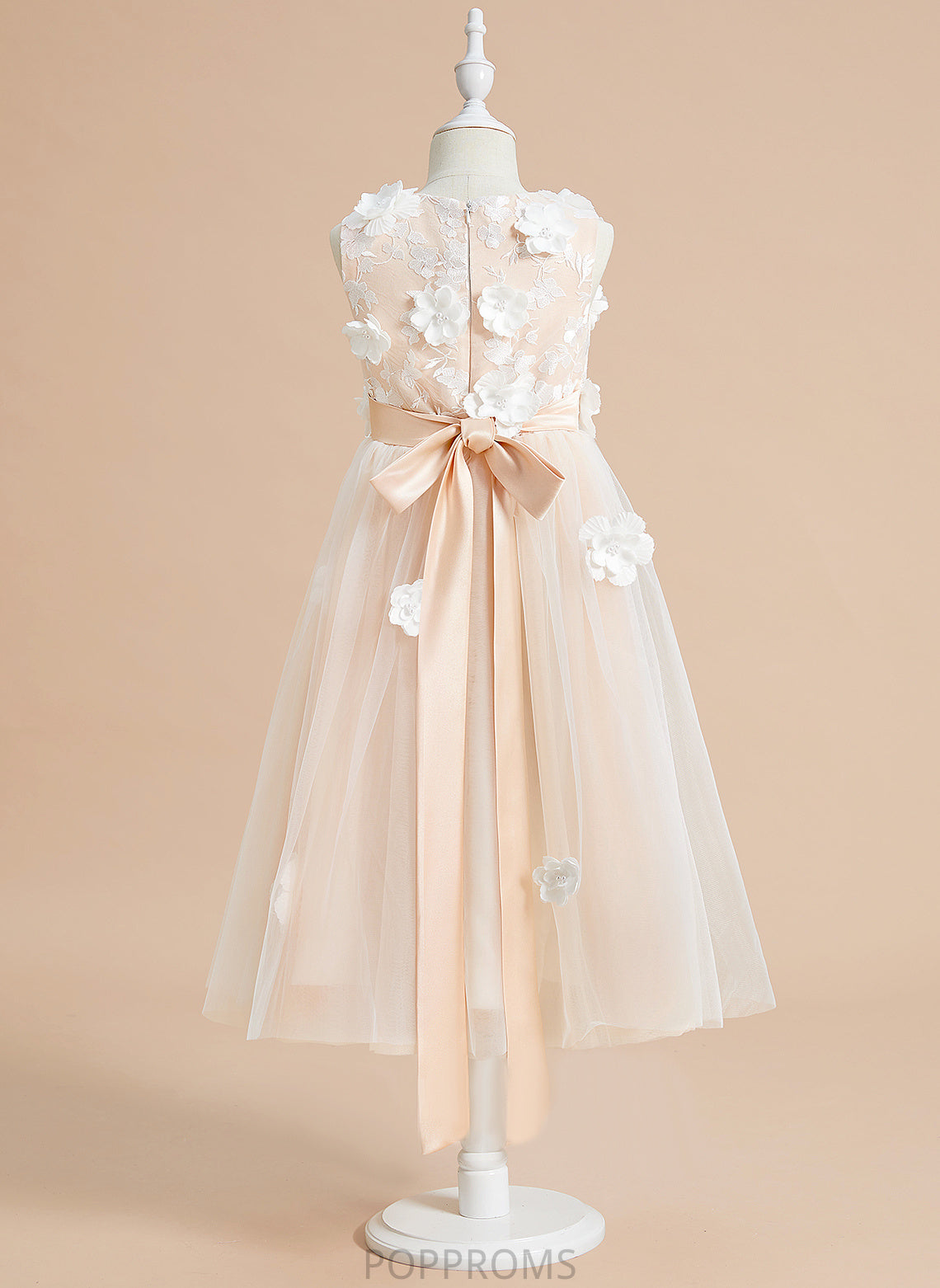 Flower Girl Dresses A-Line Flower Neck Girl Flower(s)/Bow(s) With - Tulle Scoop Tea-length Elliana Dress Sleeveless