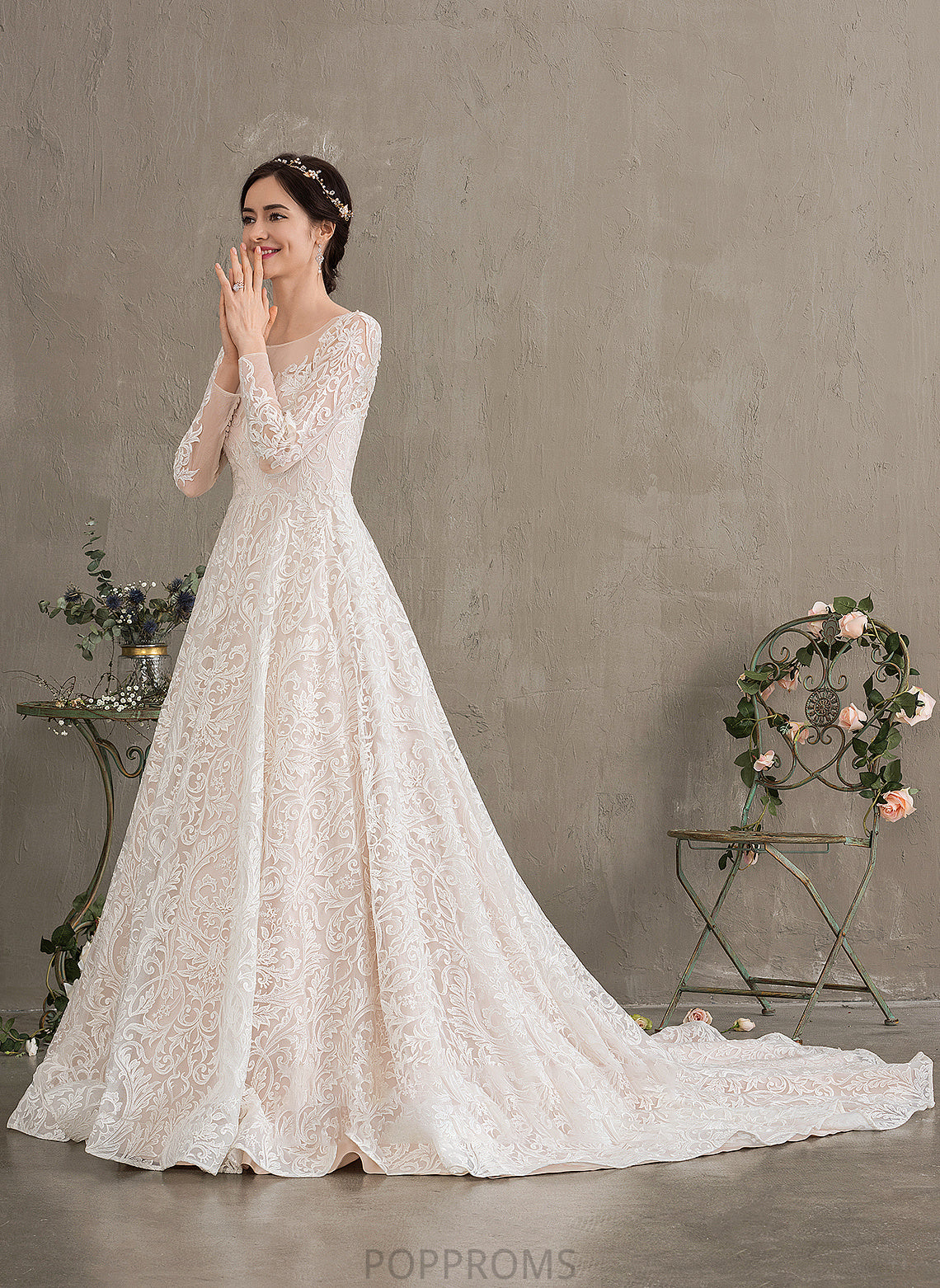 Court Dress Lace Train Ball-Gown/Princess Wedding Dresses Illusion Kaylah Wedding