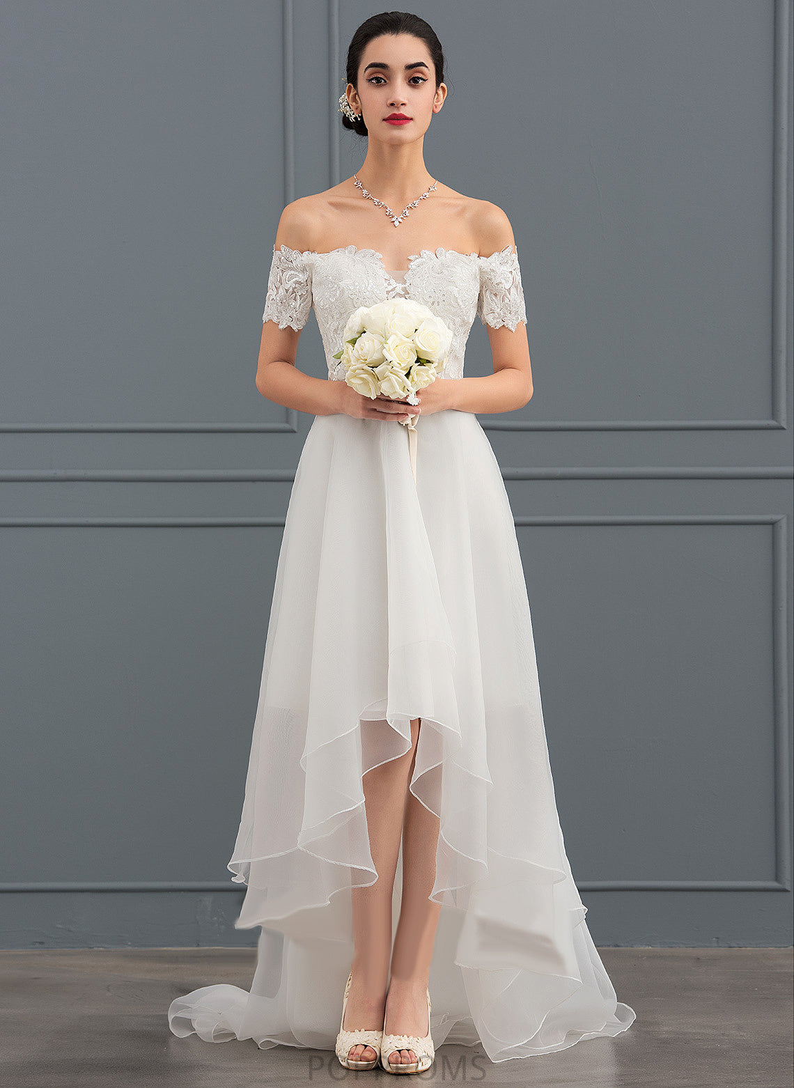 Organza With Asymmetrical Sequins Dress Charlotte Lace Wedding Wedding Dresses A-Line