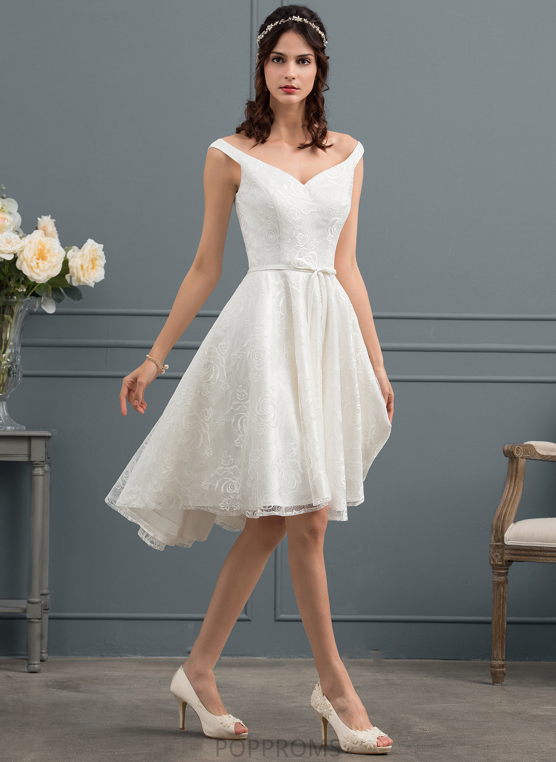 Dress Asymmetrical Lace Wedding Dresses Sherry Bow(s) A-Line With Wedding