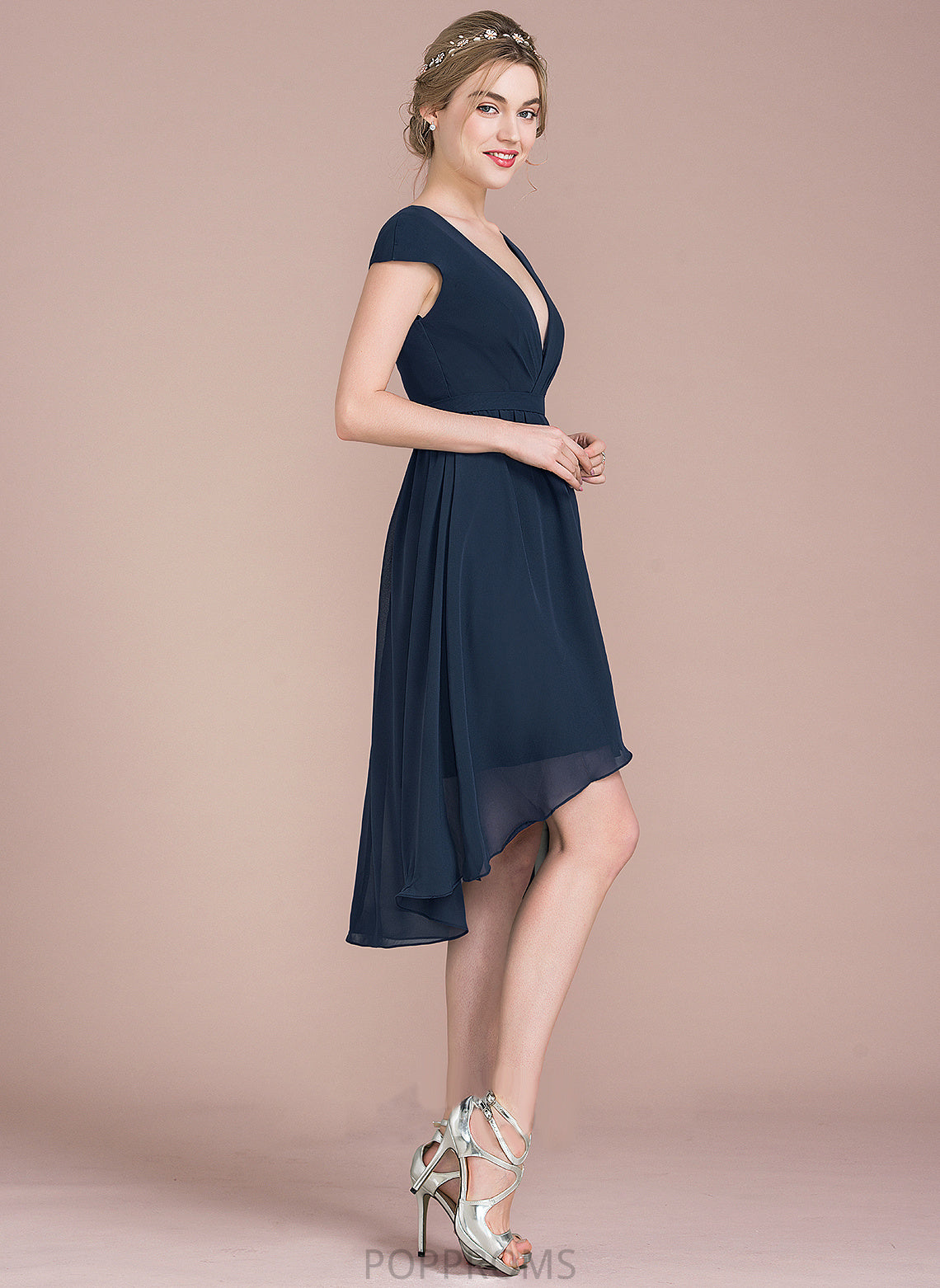 Cocktail A-Line V-neck Dress Asymmetrical Cocktail Dresses Chiffon Alexa