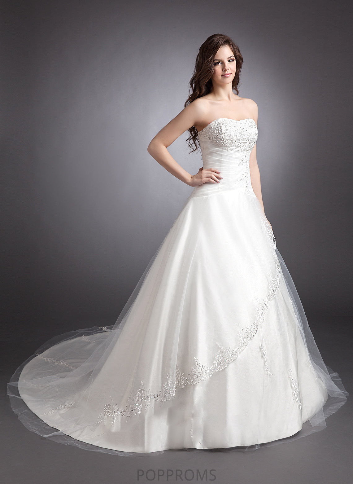 Wedding Dresses Novia Lace Chapel Wedding Sweetheart Dress Train Ball-Gown/Princess With Satin Beading