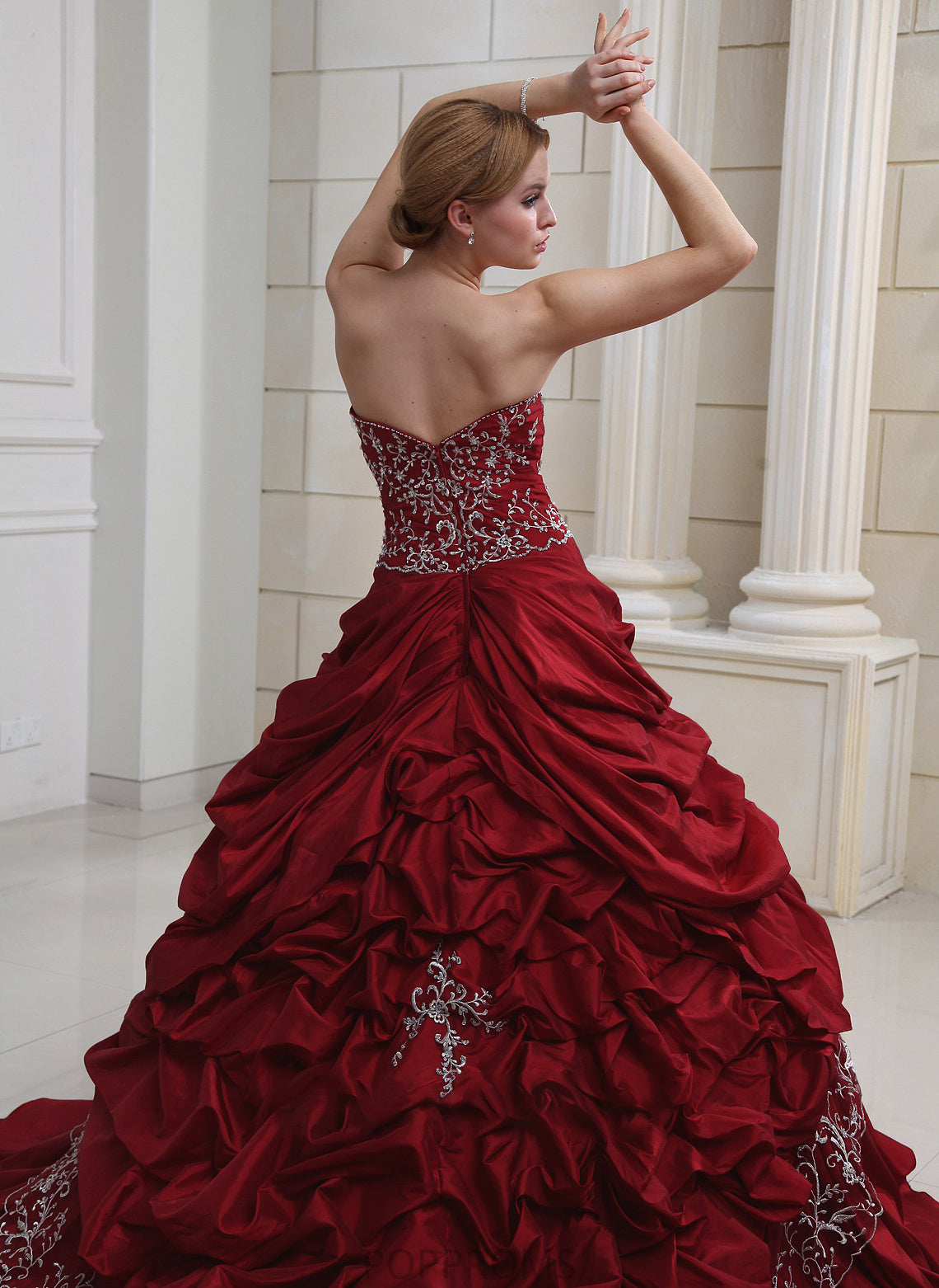 Wedding Embroidered Wedding Dresses Ball-Gown/Princess Dress With Taffeta Royal Beading Ruffle Sweetheart Train Denisse