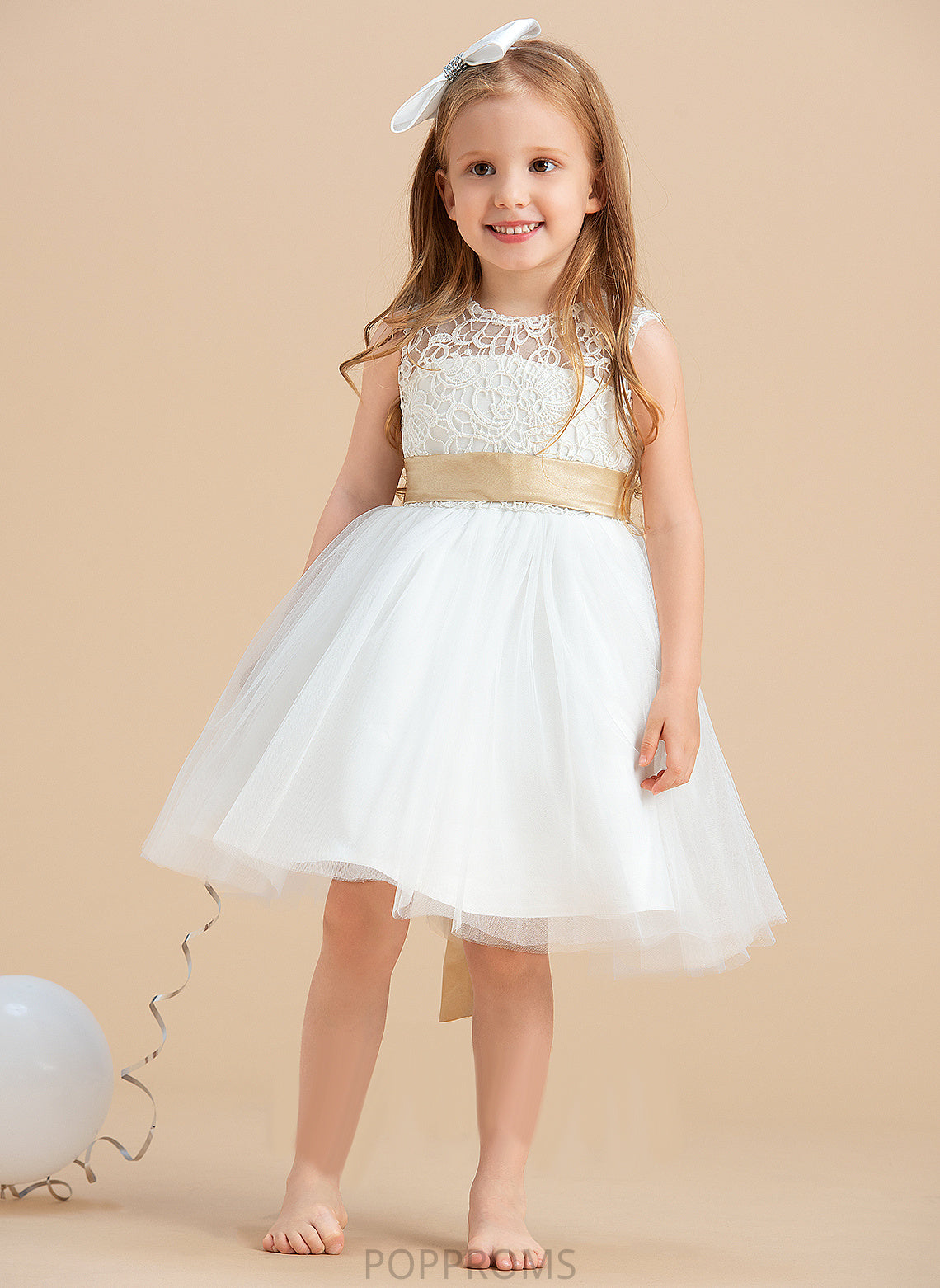 Scoop Dress Satin/Tulle/Lace Sleeveless Flower Girl Dresses Sash/Bow(s)/Back Flower Neck Knee-length Chanel - Girl A-Line Hole With