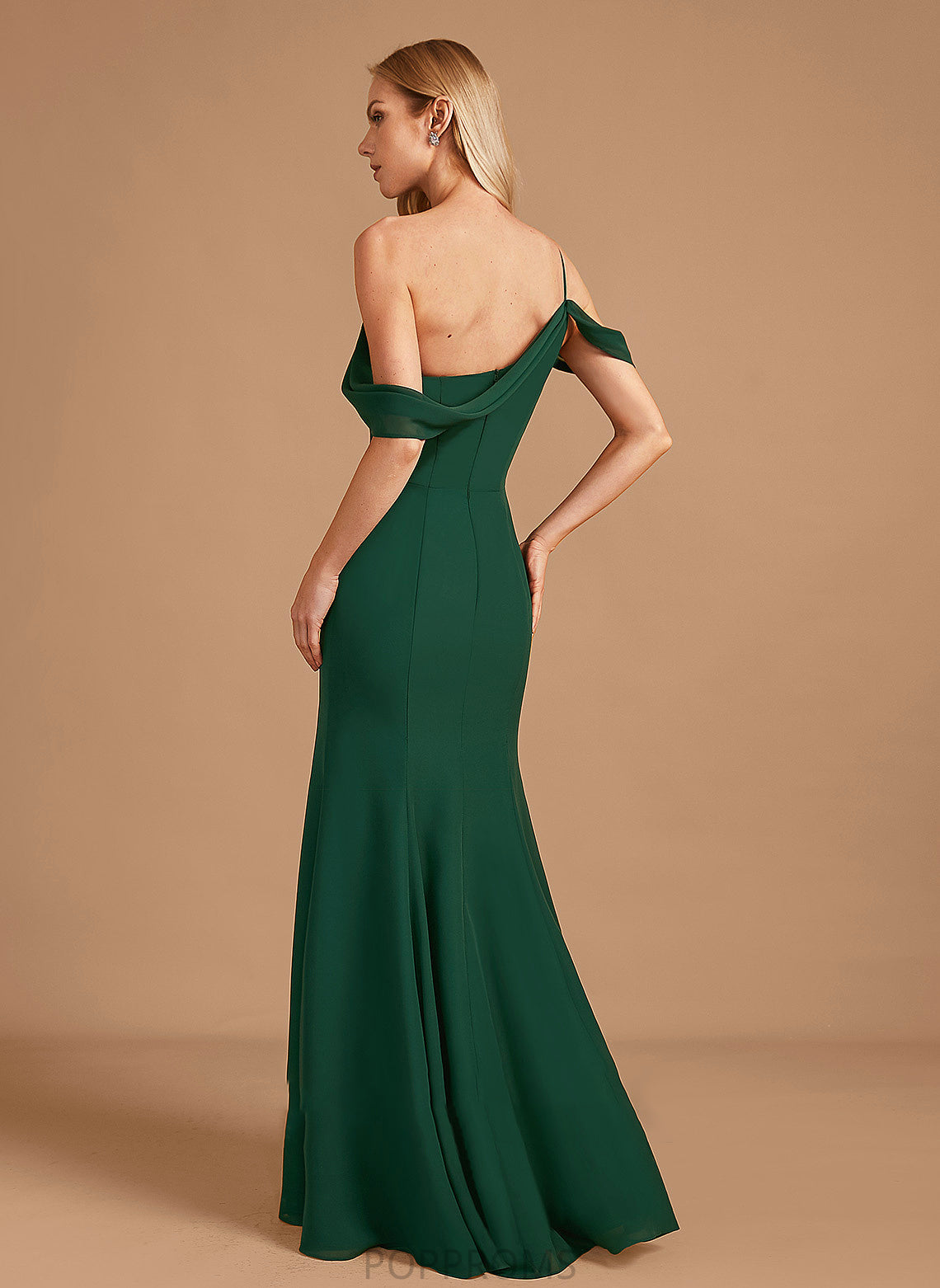 Silhouette Length One-Shoulder Neckline Embellishment Floor-Length Fabric SplitFront Trumpet/Mermaid Kaia One Shoulder Natural Waist Bridesmaid Dresses