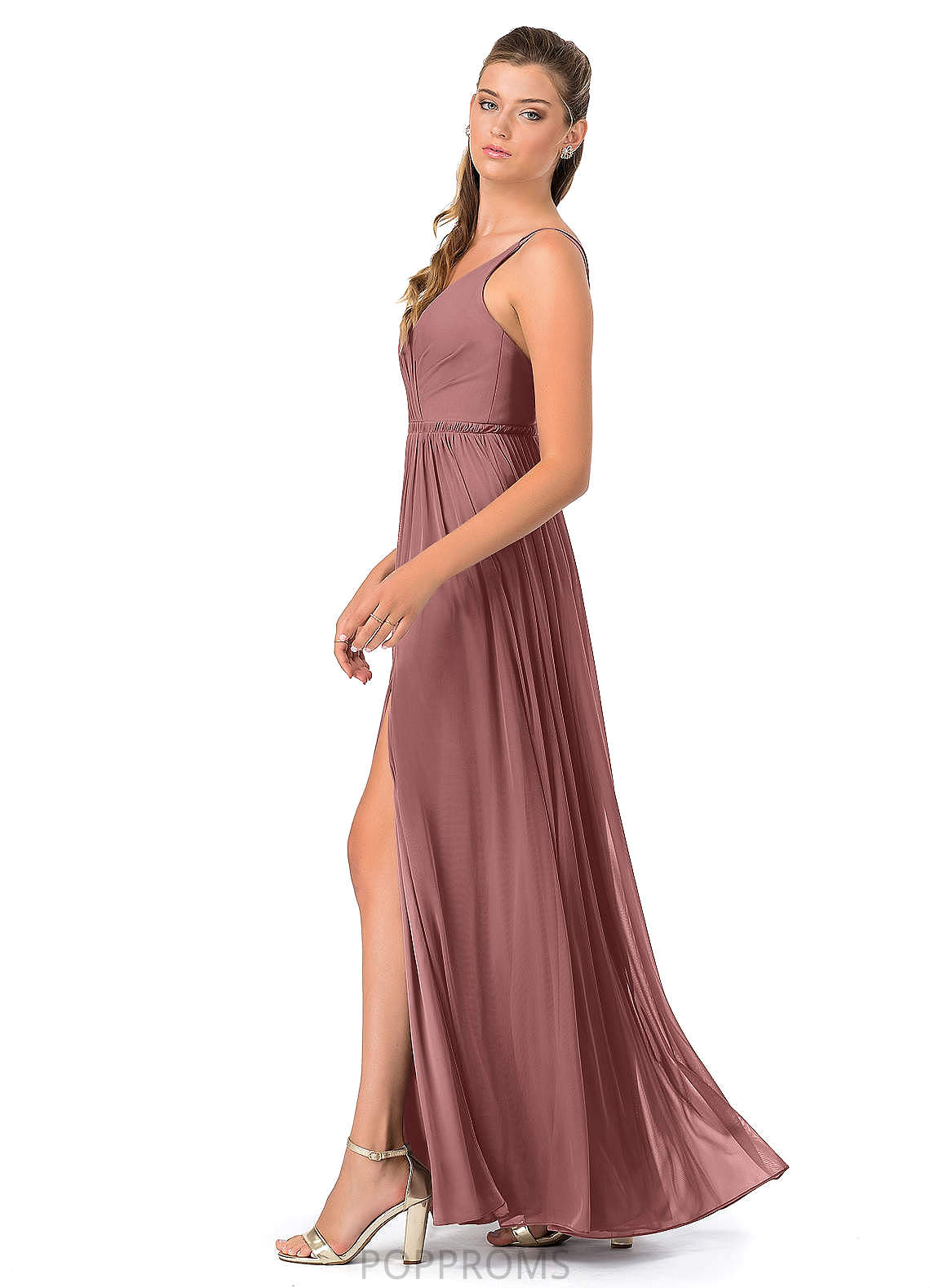 Lucinda Floor Length Half Sleeves A-Line/Princess Natural Waist Bridesmaid Dresses