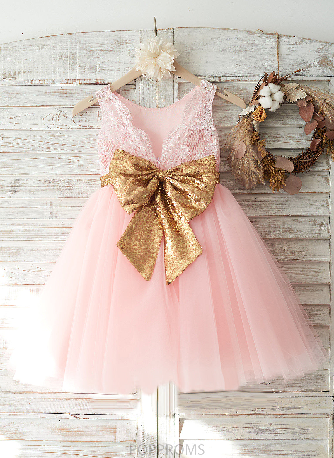 Bow(s)/V Nicola A-Line Tulle/Lace/Sequined Flower Girl Dresses - Dress Back With Girl Flower Neck Scoop Knee-length Sleeveless