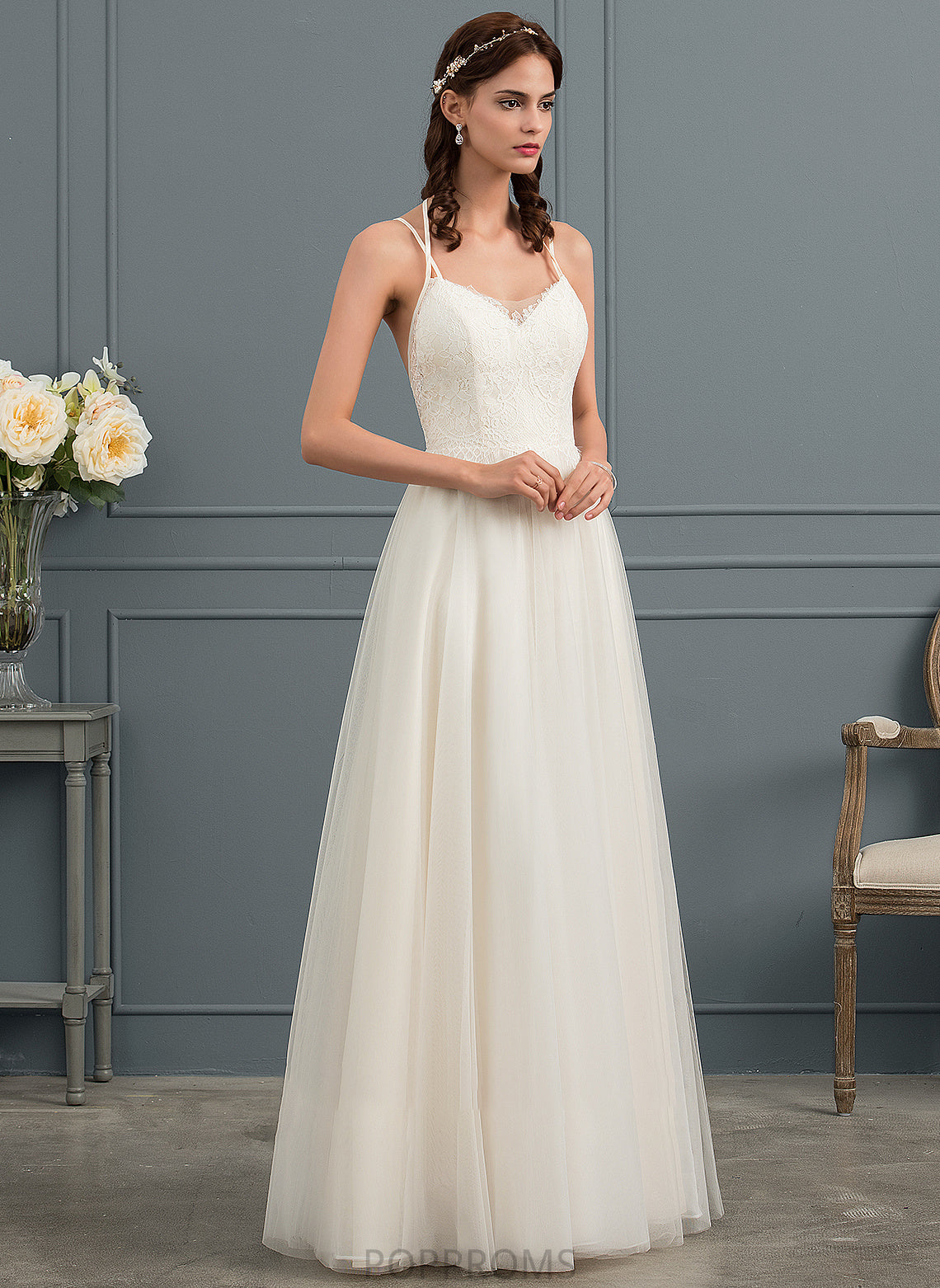 Wedding A-Line Floor-Length Sweetheart Tulle Wedding Dresses Emely Dress