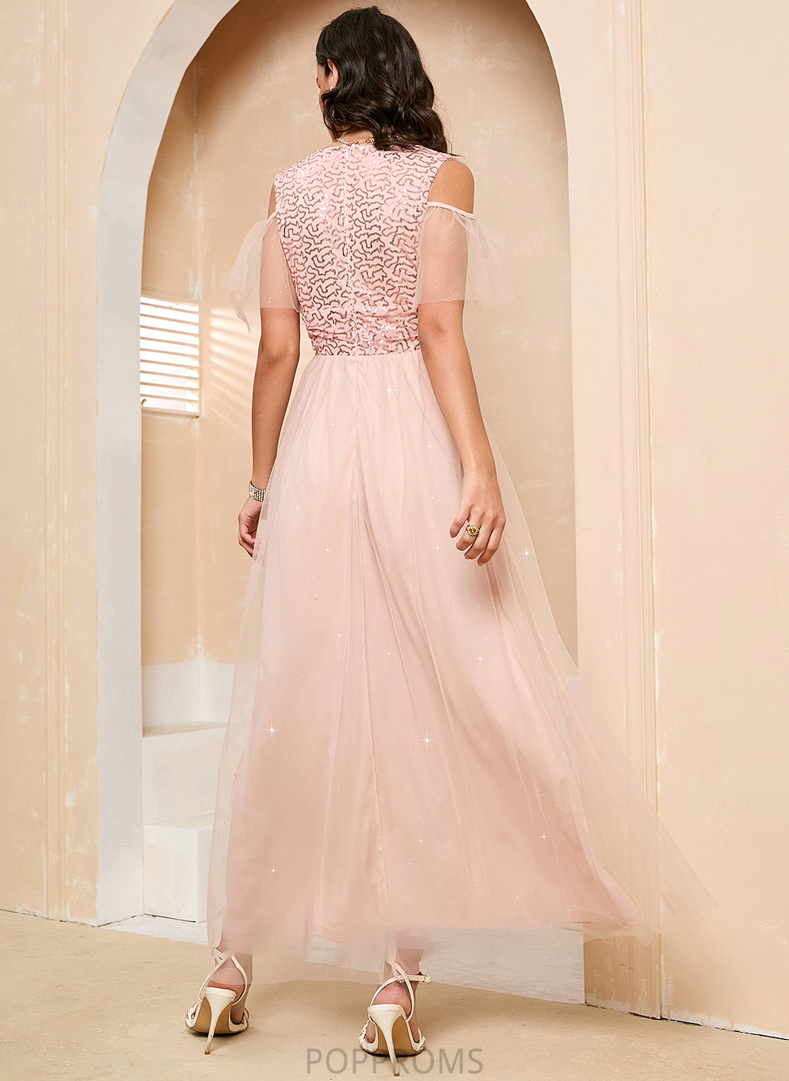 Tulle Neckline Length Silhouette A-Line V-neck Straps Ankle-Length Fabric Lesley Knee Length A-Line/Princess Bridesmaid Dresses