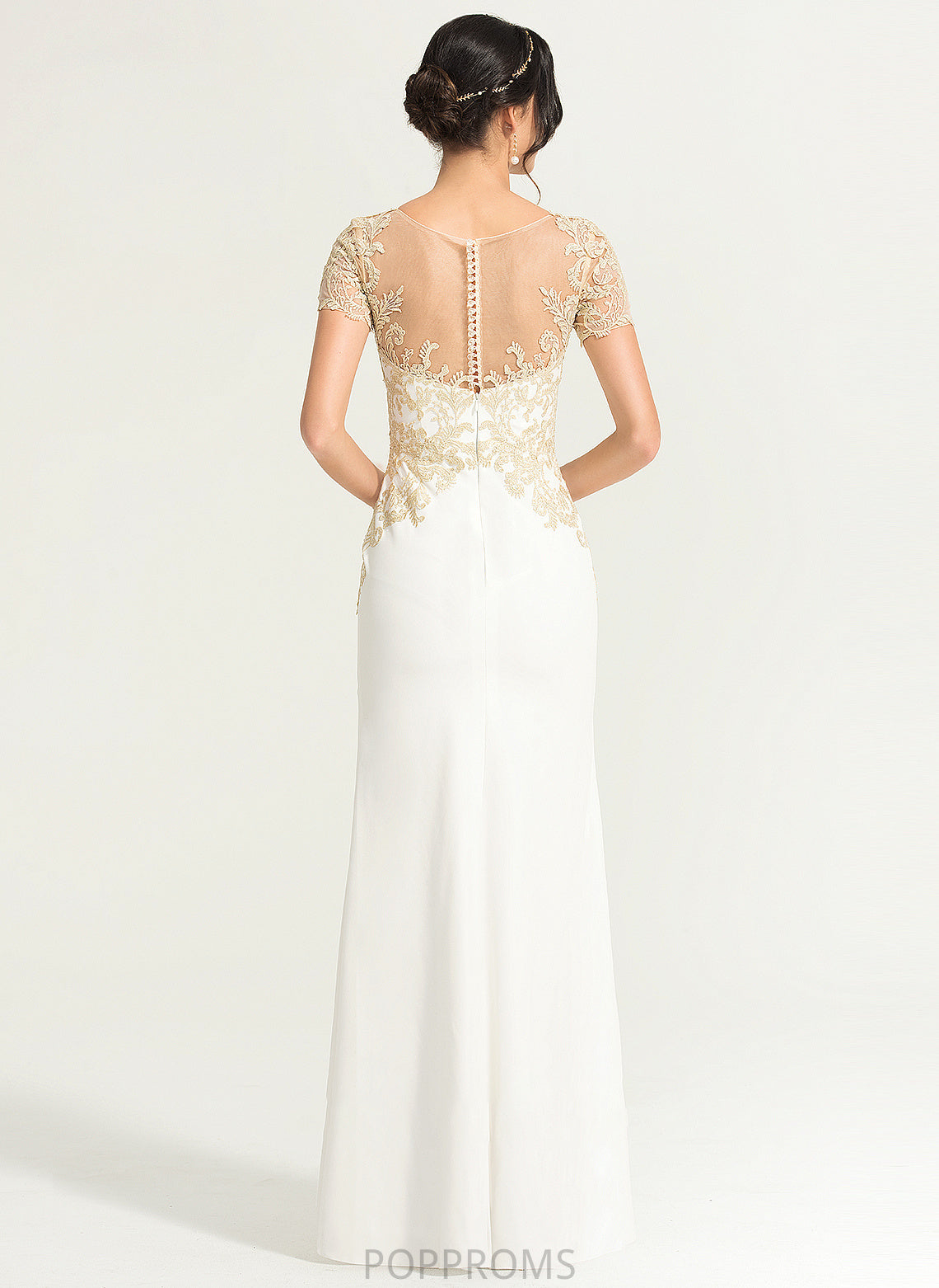 Wedding Dresses Front Sheath/Column Split Dress Wedding Floor-Length Angie Neck Stretch With Crepe Scoop