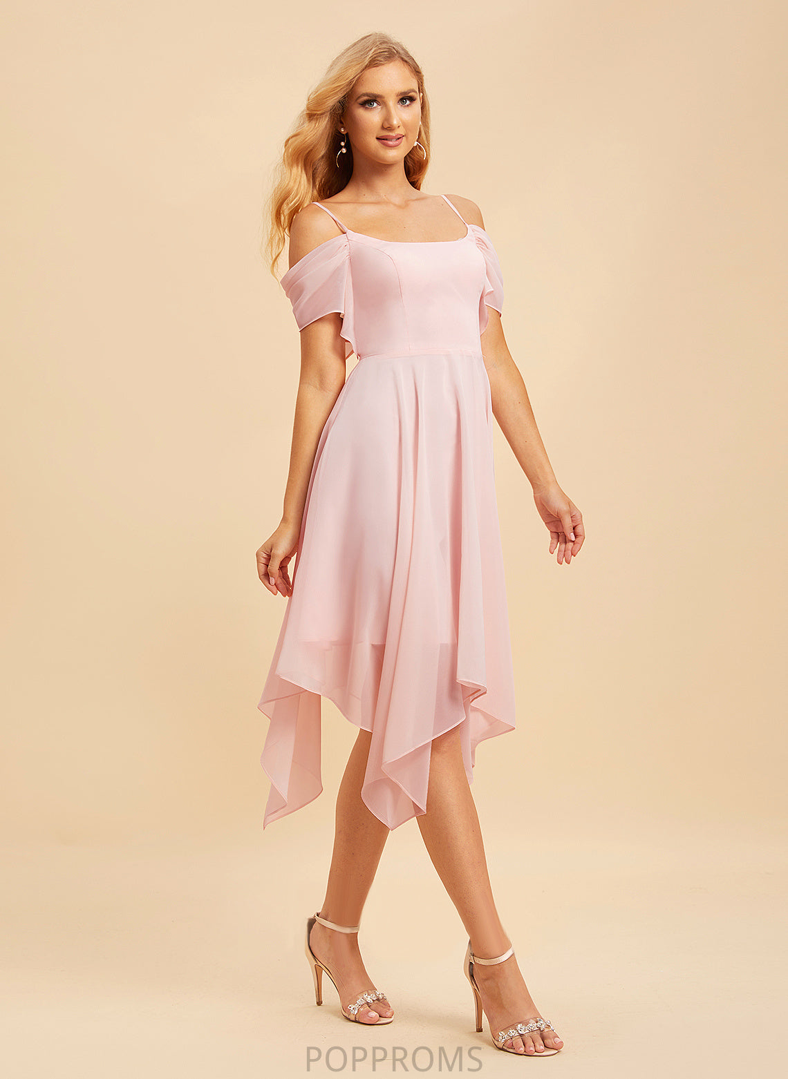 SquareNeckline Silhouette Length Asymmetrical Ruffle Fabric Neckline Embellishment A-Line Diana V-Neck Sleeveless Bridesmaid Dresses