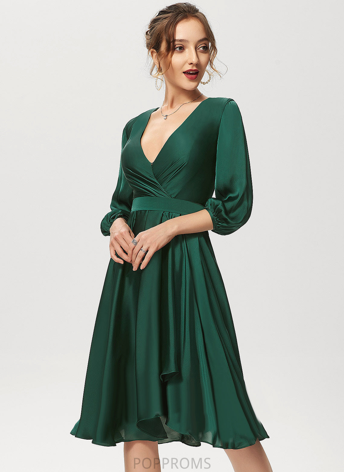 Asymmetrical Nathaly Dress Chiffon Cocktail Satin Cocktail Dresses V-neck A-Line