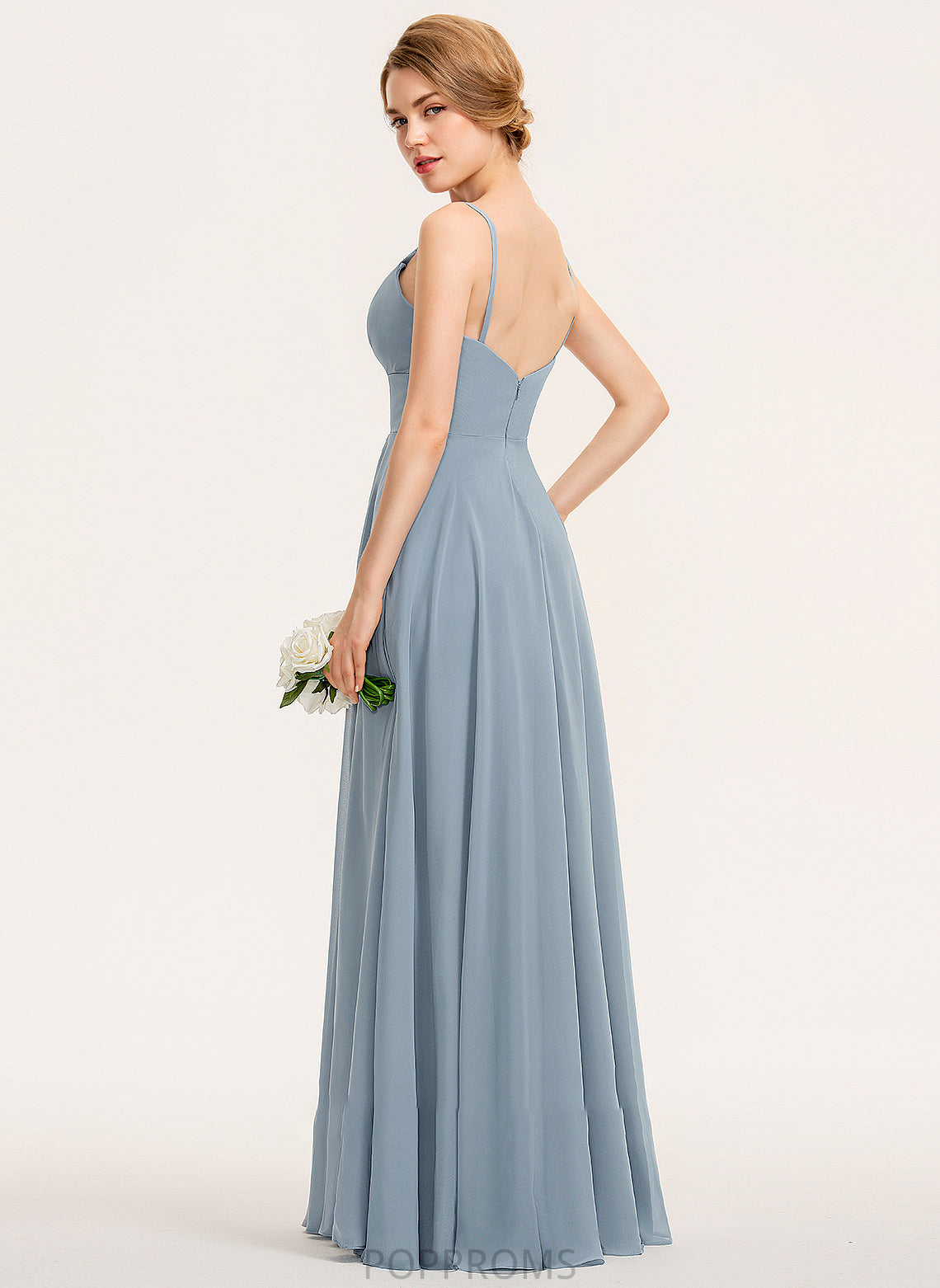 Floor-Length Ruffle V-neck Fabric Length A-Line Embellishment Pockets Silhouette Neckline Lacey Floor Length Bridesmaid Dresses