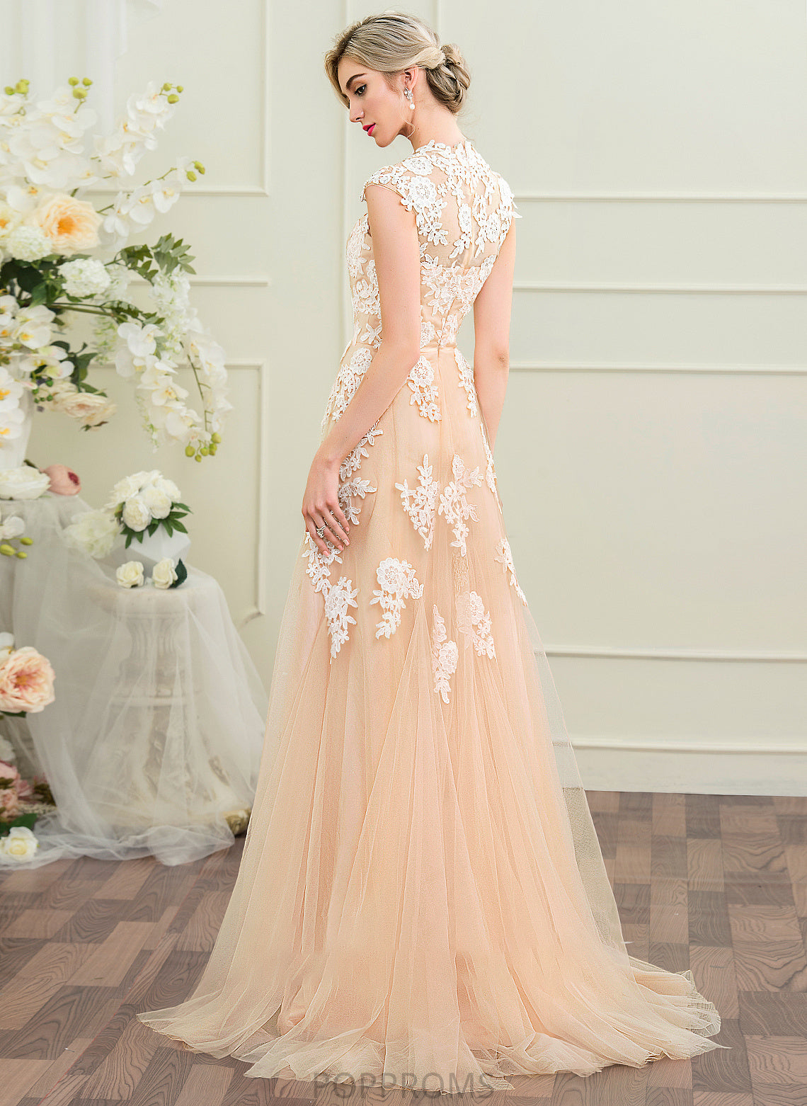 Tulle V-neck Dress Sweep Yvonne Wedding Dresses Wedding Train A-Line