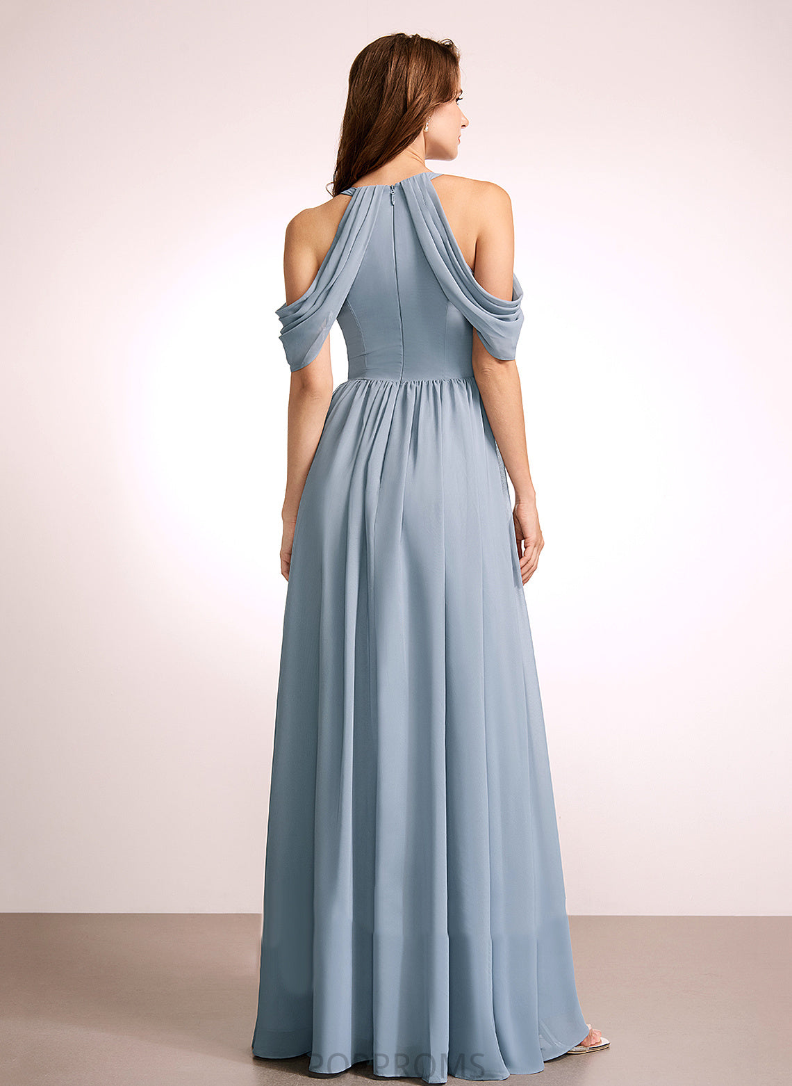 Fabric A-Line Straps Length HighNeck Neckline Silhouette Floor-Length Grace Sleeveless Floor Length Natural Waist Bridesmaid Dresses