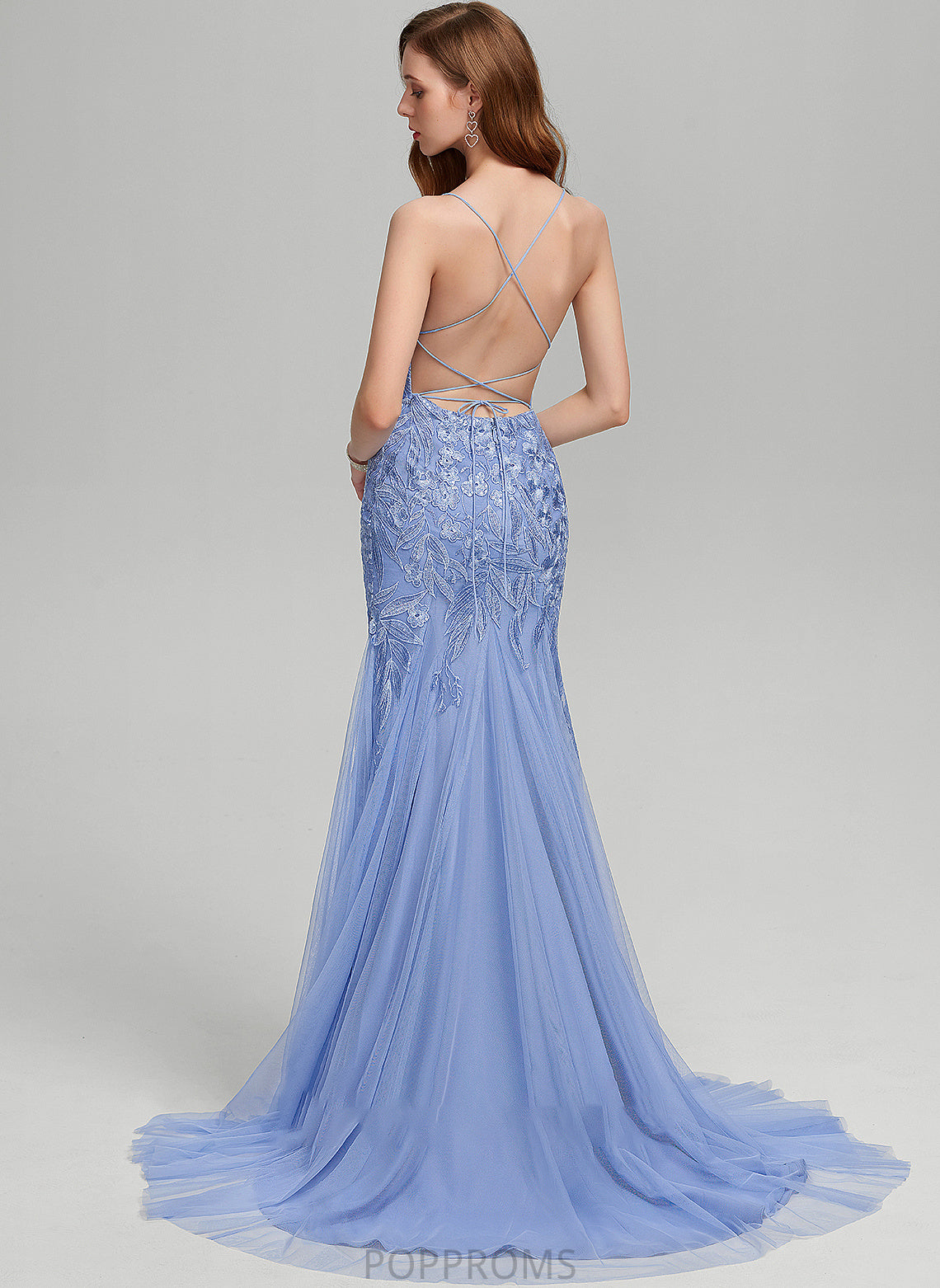 Neckline Train Sweep Square Kimora With Trumpet/Mermaid Prom Dresses Tulle Sequins