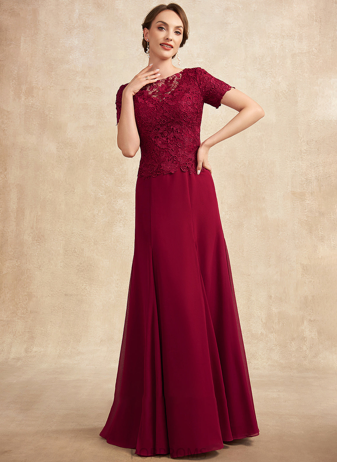 of Dress Lace Mother of the Bride Dresses Scoop Scarlet Floor-Length Trumpet/Mermaid the Mother Bride Neck Chiffon