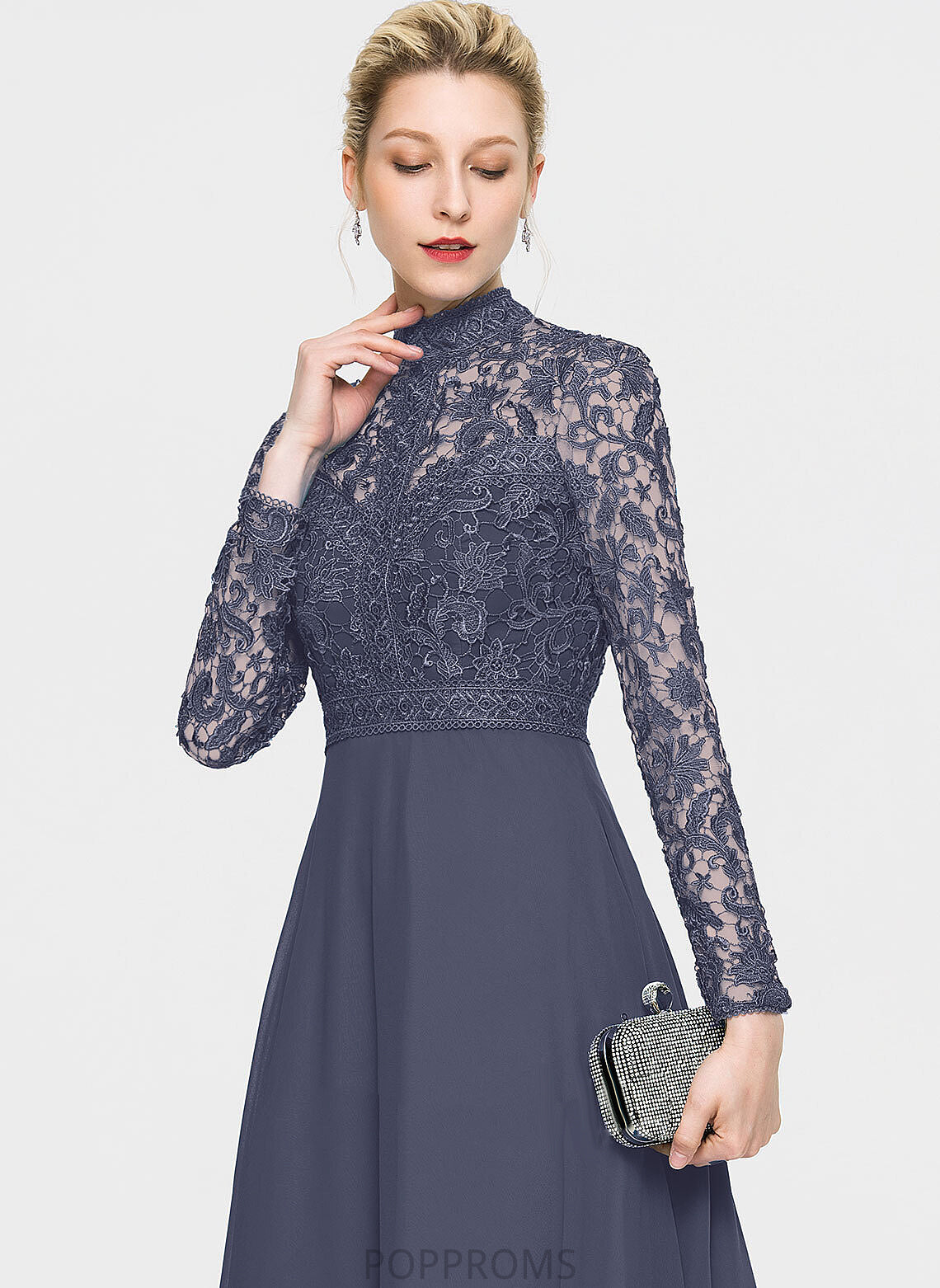 Cocktail A-Line Chiffon Dress Neck Tea-Length Lace Cocktail Dresses High Regina