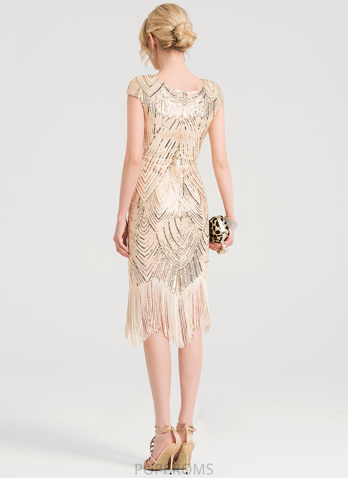 Cocktail Cocktail Dresses Neck Scoop Dress Norma Sheath/Column Knee-Length Sequined