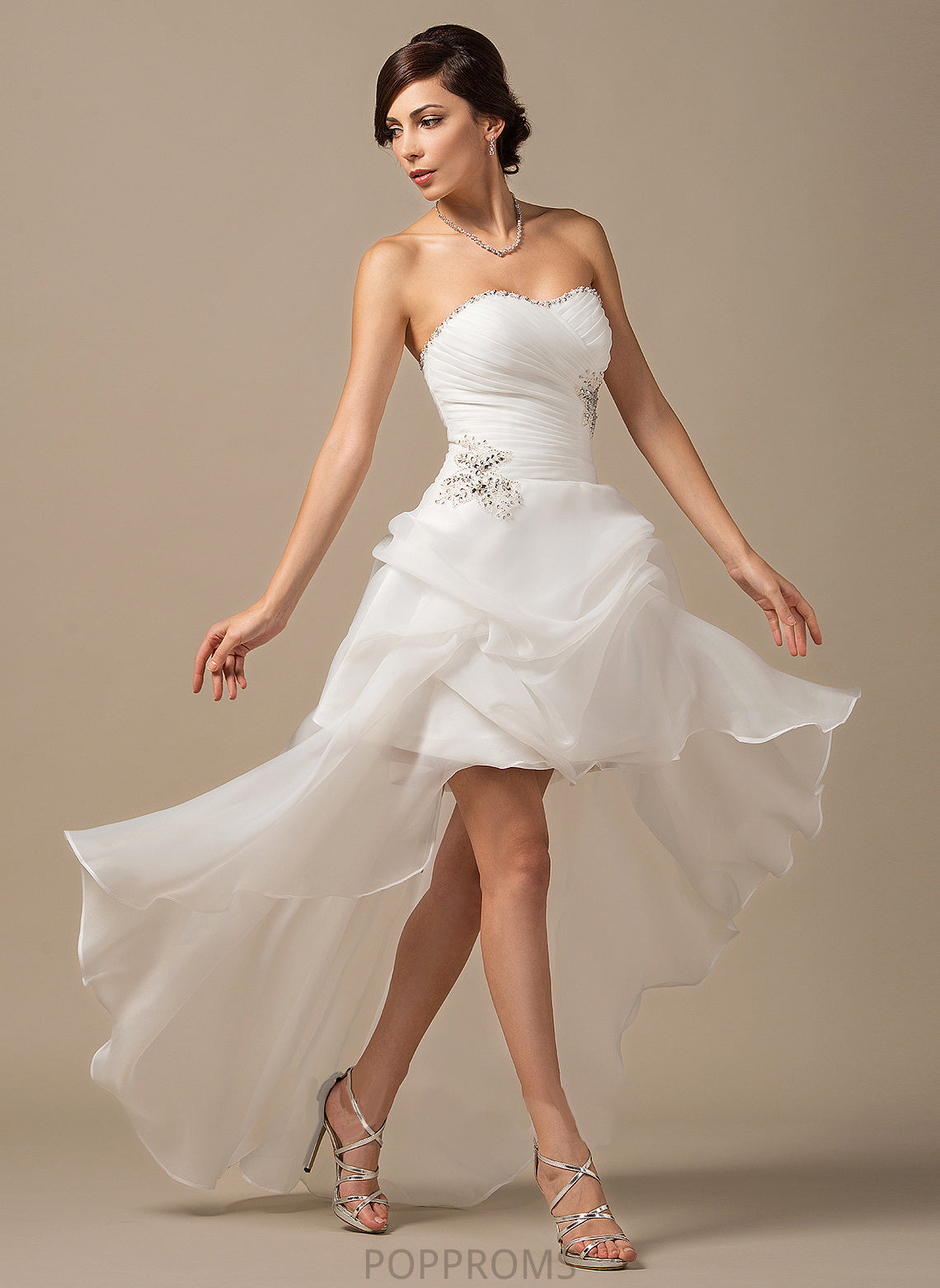 Wedding Dresses Mercedes Ruffle Asymmetrical With Sweetheart Wedding A-Line Organza Beading Dress Sequins