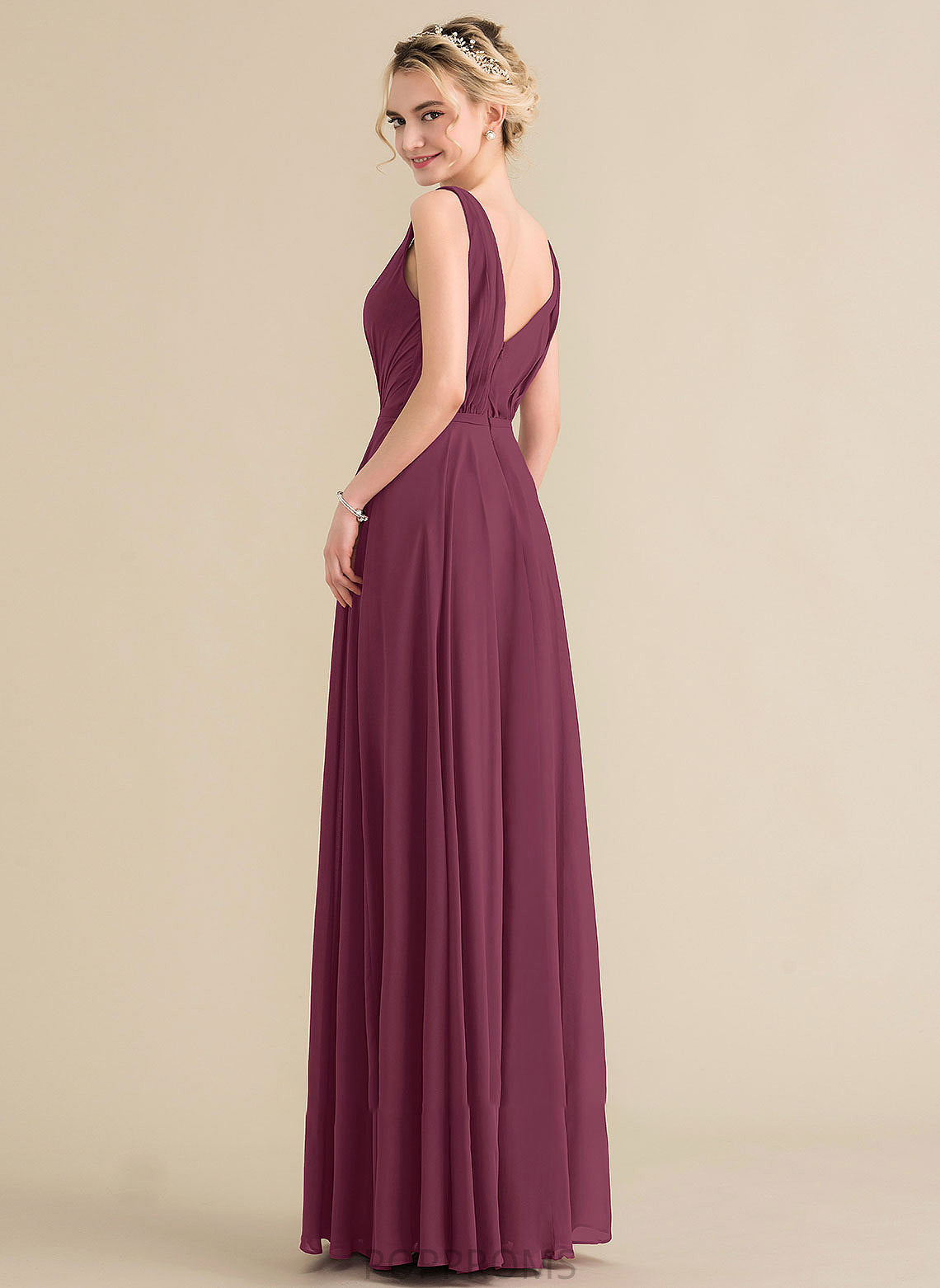 Ruffle A-Line Fabric Embellishment V-neck Neckline Floor-Length Length Silhouette Breanna V-Neck Floor Length Bridesmaid Dresses