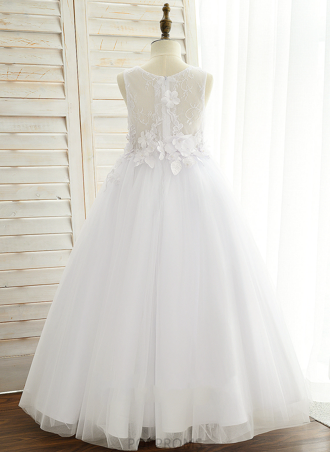 Flower Sleeveless - With Neck Willow Flower Girl Dresses Dress Floor-length Girl Appliques Ball-Gown/Princess Satin/Tulle/Lace Scoop