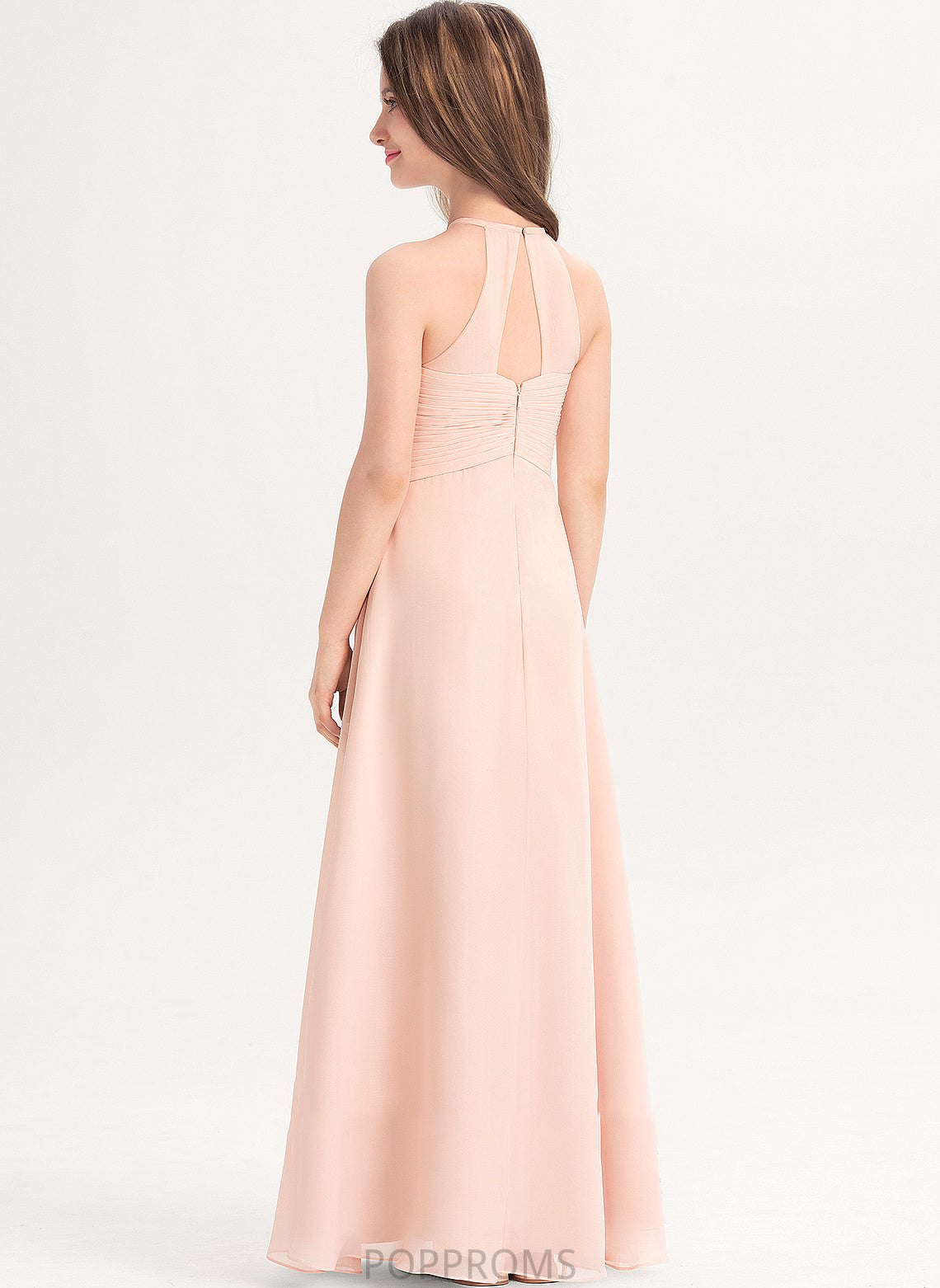 With Janet Floor-Length A-Line Scoop Chiffon Junior Bridesmaid Dresses Neck Ruffle