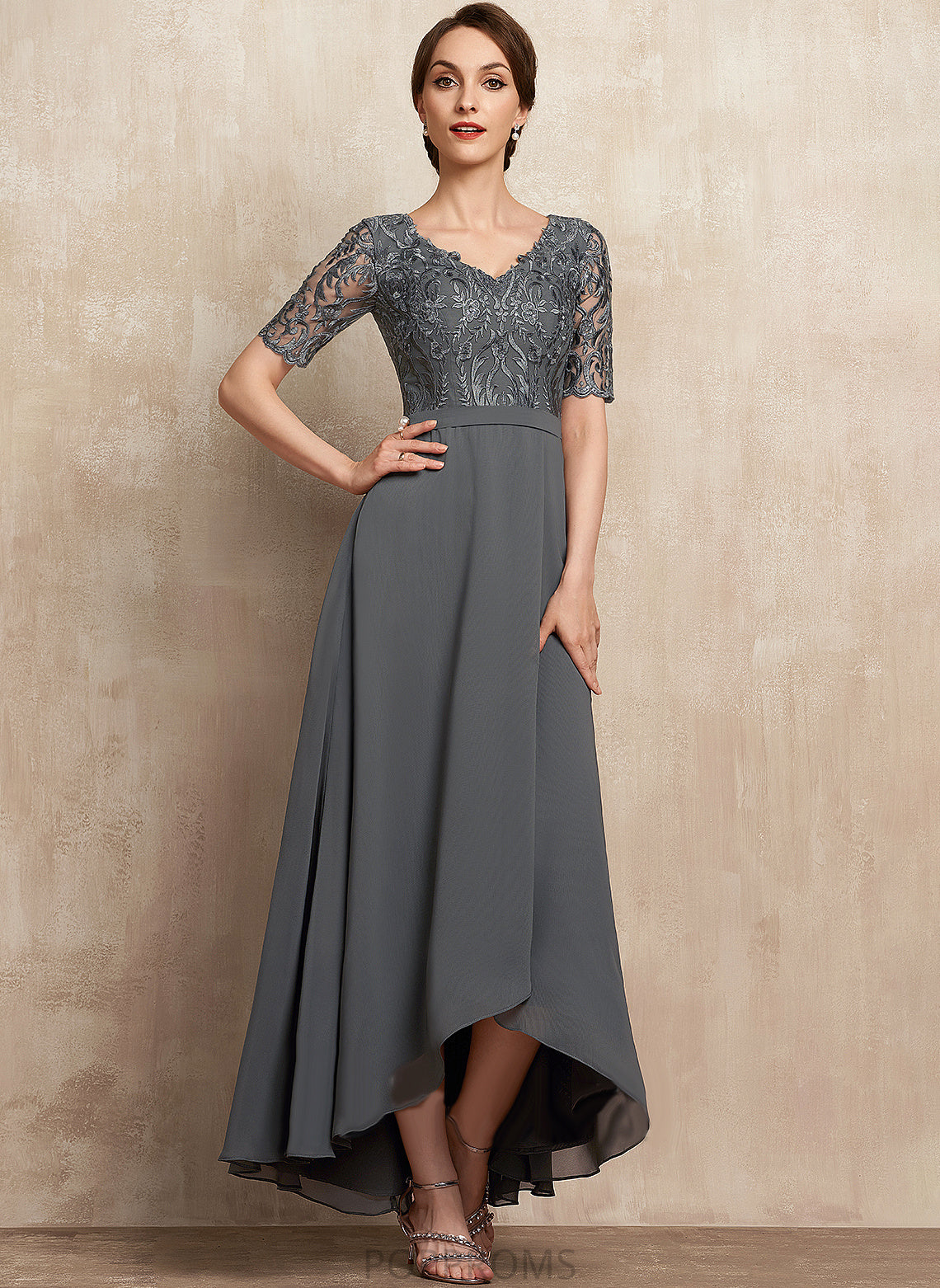 Asymmetrical Lace A-Line V-neck Mother Bride of Amelie Chiffon Dress the Mother of the Bride Dresses