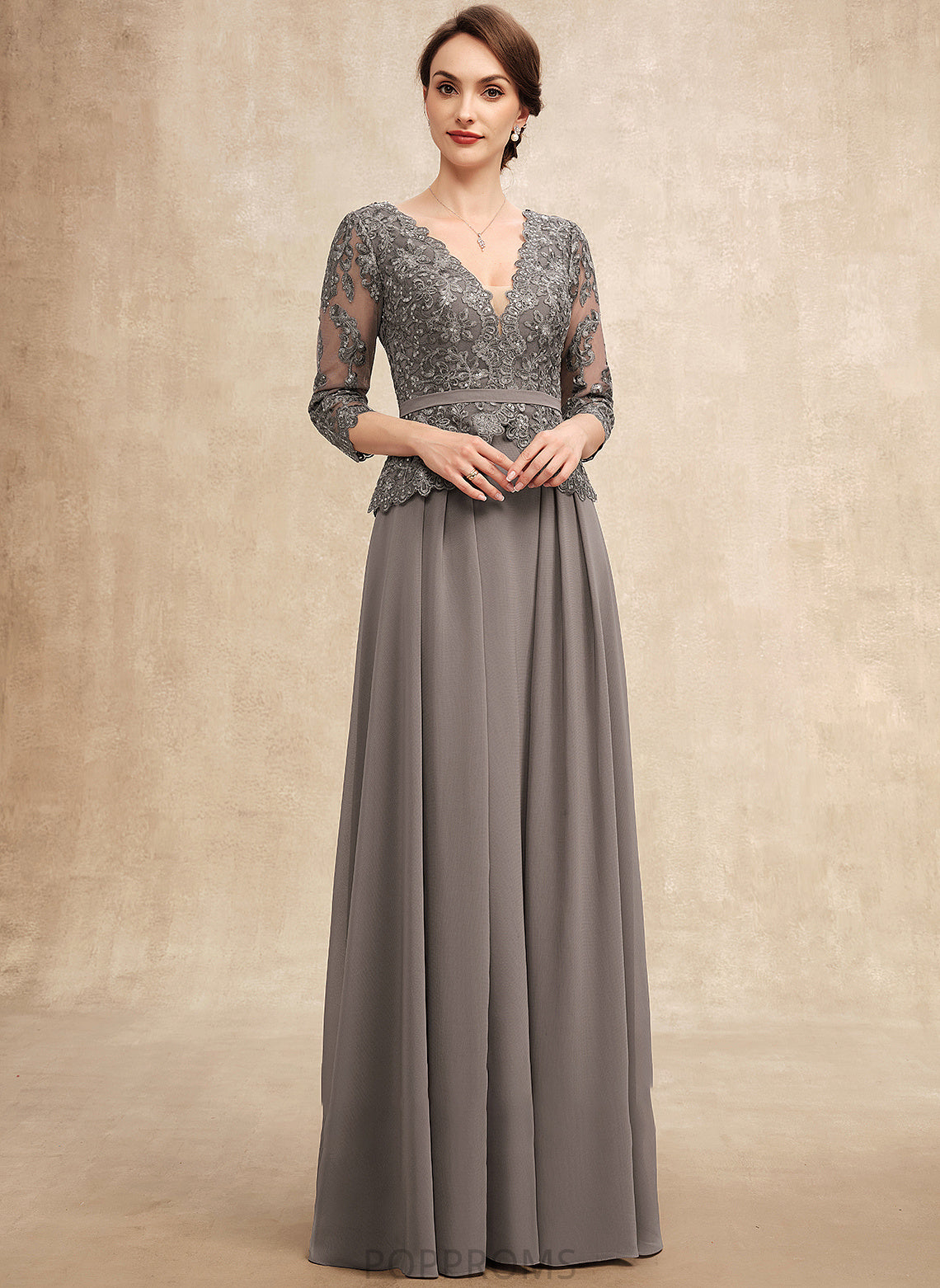 V-neck Mother of the Bride Dresses the Dress A-Line Jacey Chiffon Sequins Lace Mother With of Bride Floor-Length