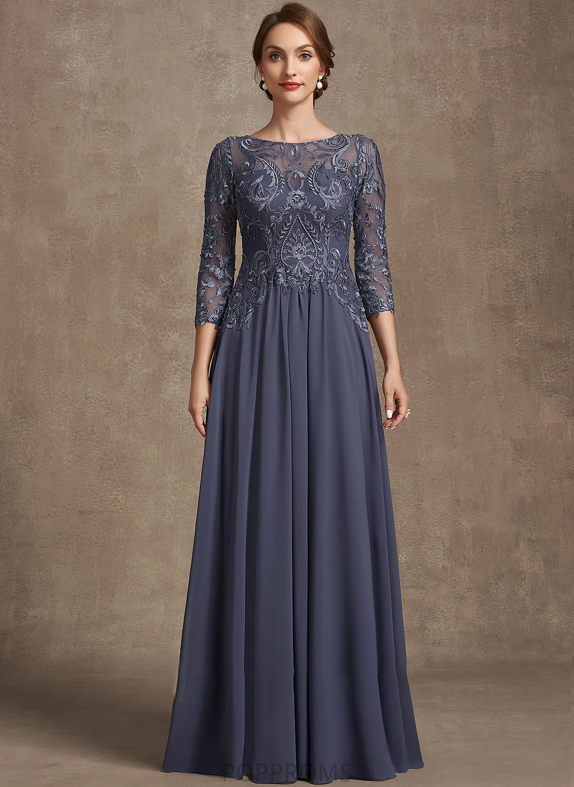 Neck Dress Mother of the Bride Dresses A-Line Floor-Length Chiffon Mother Lace the Amira of Scoop Bride