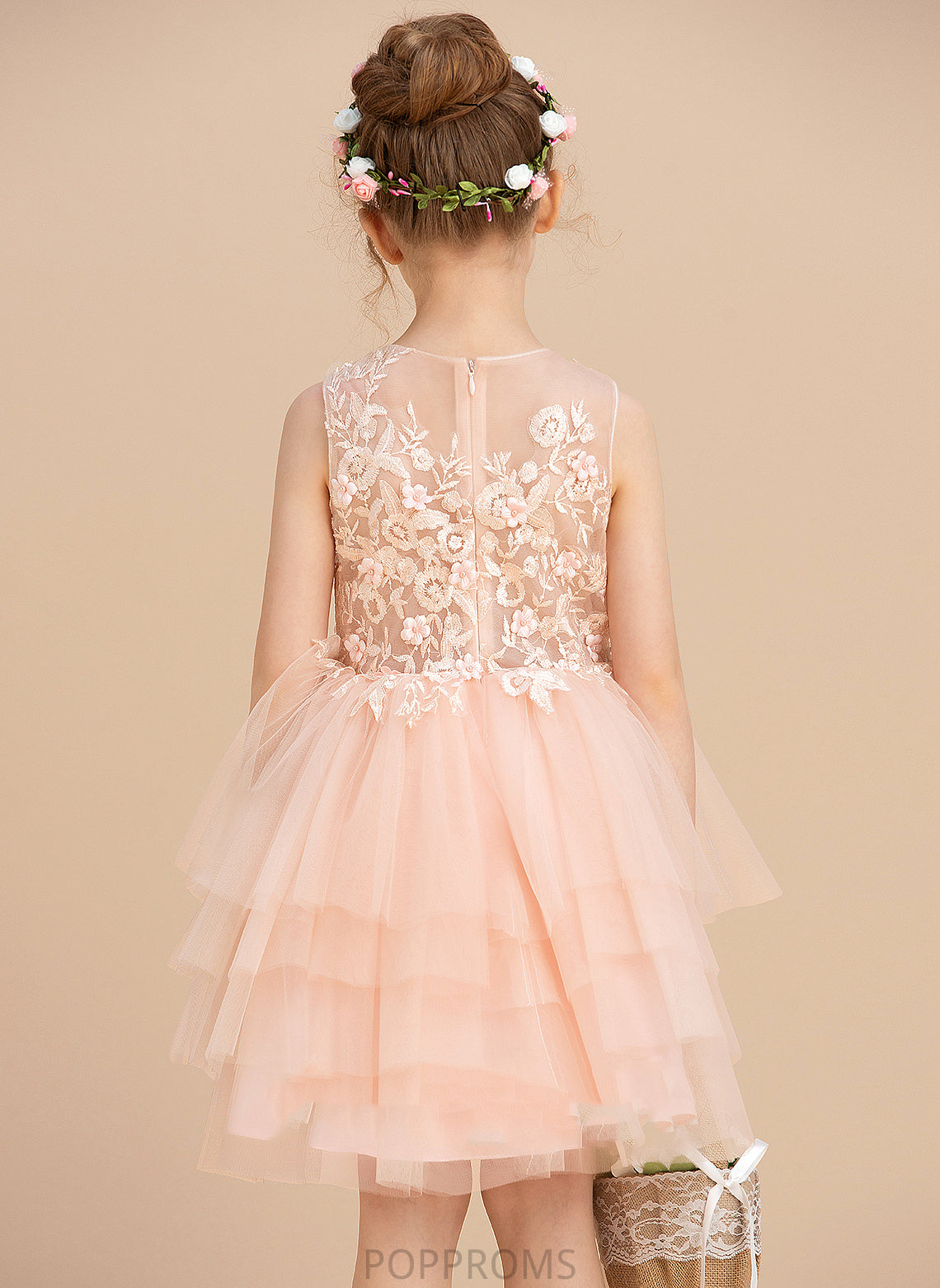 Girl Sleeveless Scoop With Tulle/Lace Ball-Gown/Princess Neck Mylie Dress Flower Girl Dresses Knee-length Lace/Beading - Flower